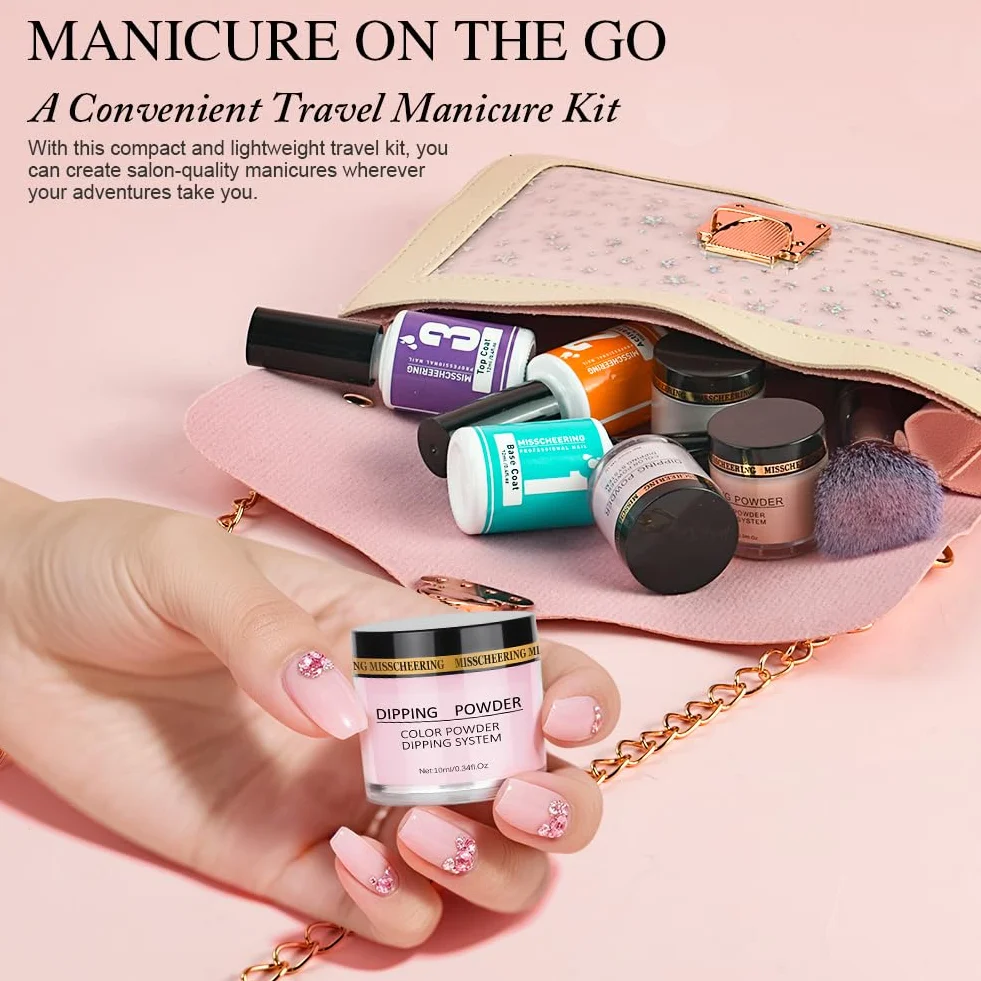 LOPHE Dipping Powder Nail Set 6 kolorów Dip Powder Nail Set mit Base Activator Top Gel, zestaw do paznokci dla początkujących, zestaw startowy do paznokci, prezent dla kobiet (01B)