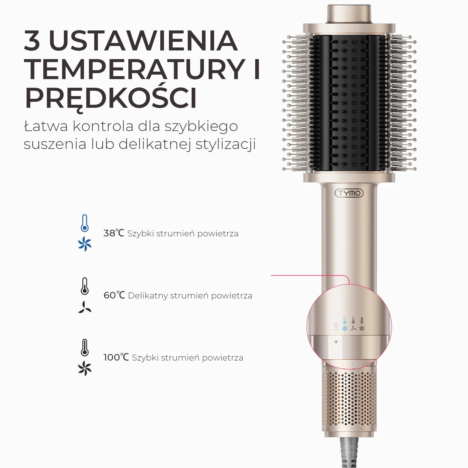 TYMO Szczotka do Włosów Suszarka 5 w 1 Modelująca, Prostowanie, Lokowanie, Tworzenie Objętości