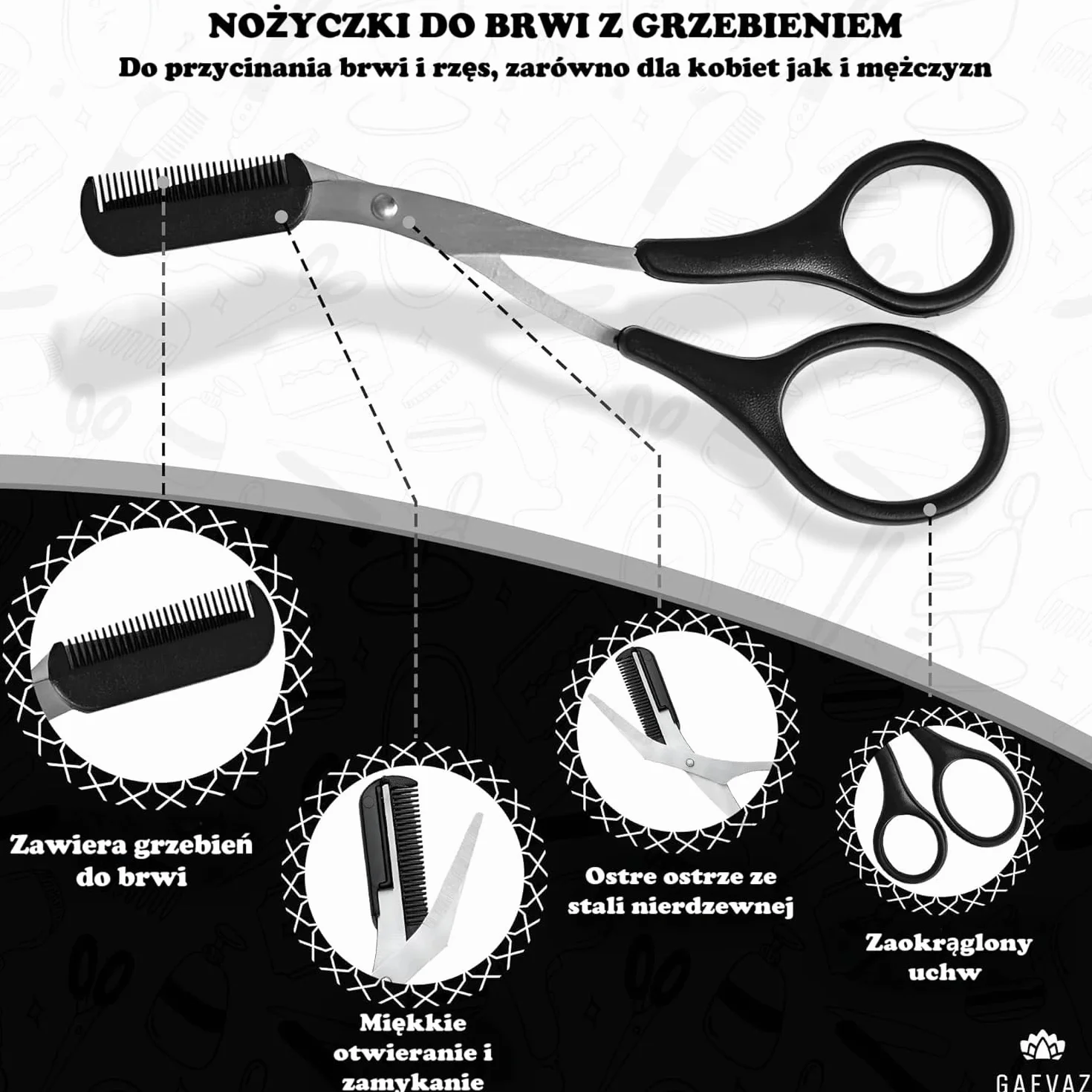 Nożyczki do cięcia brwi z wyjmowanym grzebieniem + szczotka do stylizacji brwi i rzęs | Profesjonalny kubek domowy idealny dla kobiet i mężczyzn