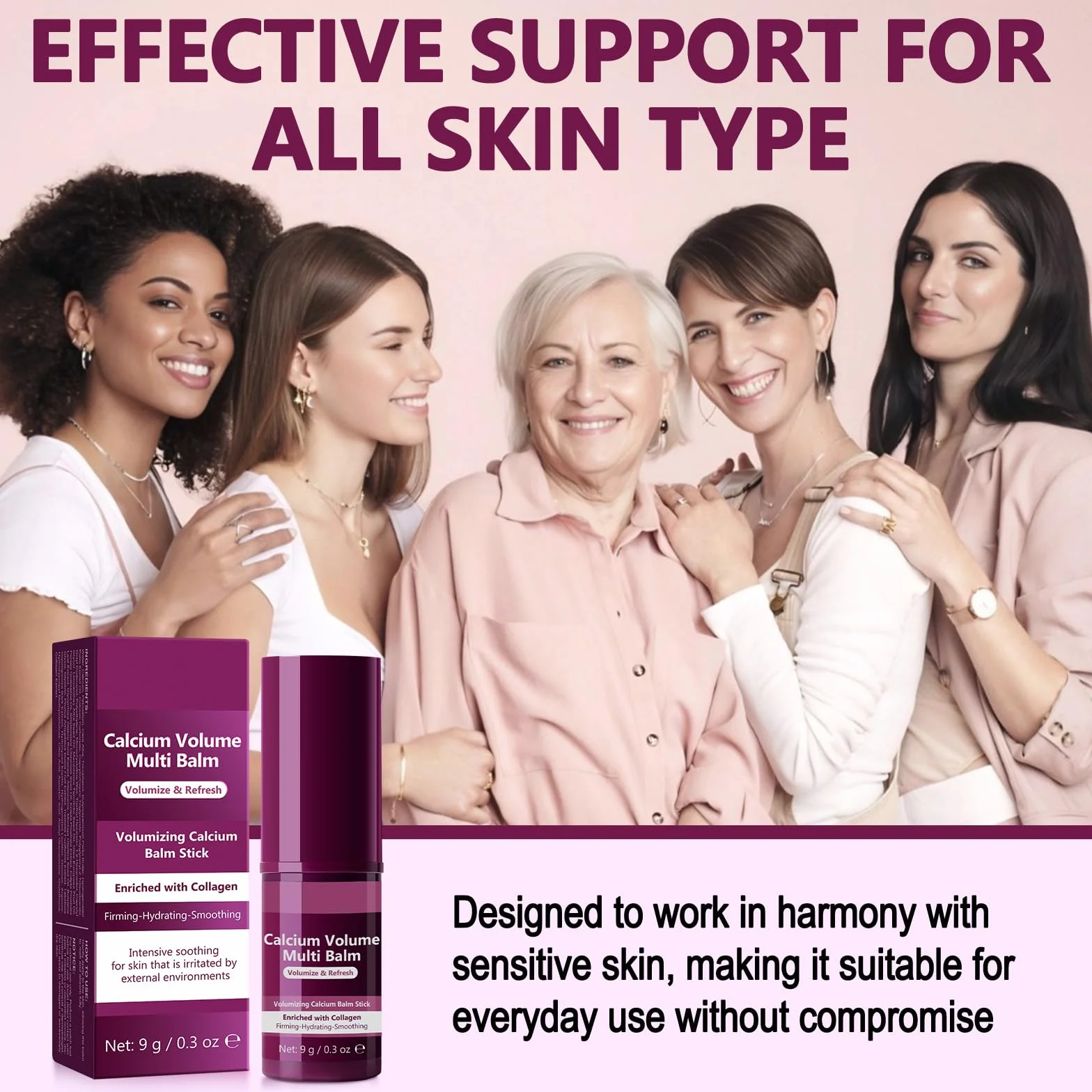 Calcium Volume Multi Balm, Calcium Multi Balm Stick, koreański kolagen nawilżający, przeciwstarzeniowy, opadający, zmarszczki, odpowiedni do oczu, twarzy, szyi (3)