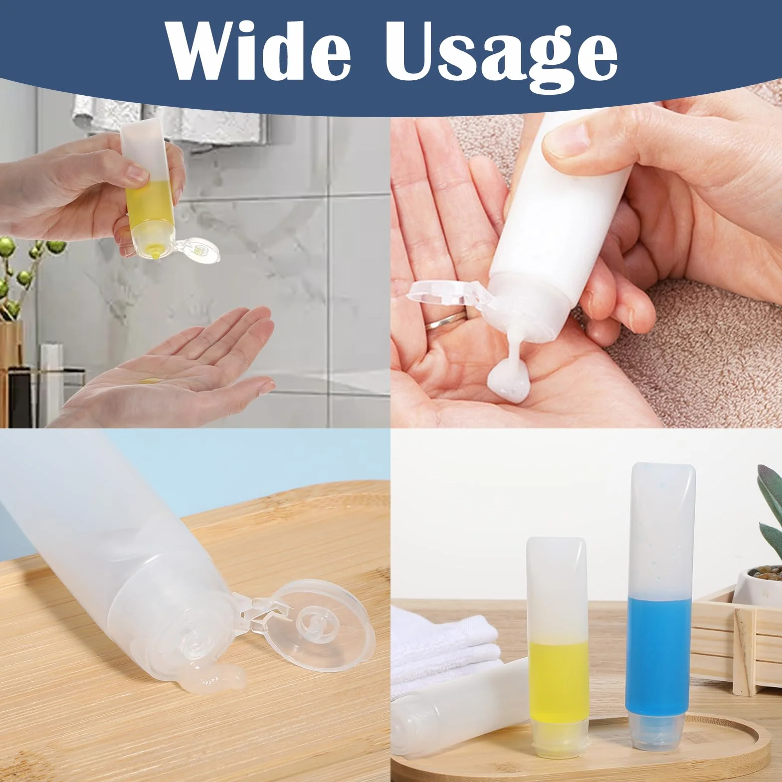 Oruola Zestaw 6 przezroczystych butelek podróżnych, z tworzywa sztucznego, 50 ml, 30 ml, do wielokrotnego napełniania, przenośne, szczelne, małe butelki do wyciskania szamponu, balsamu, odżywki, żelu