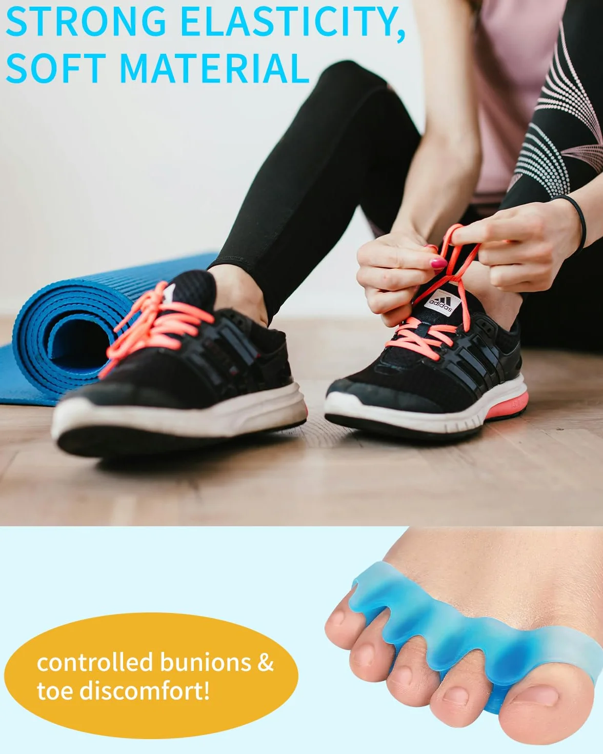 Huifoo 6 sztuk separatorów palców z silikonu, separator palców z silikonu dla prawidłowego hallux valgus, separator palców do pedicure hallux valgus, uniwersalny rozmiar dla kobiet i mężczyzn
