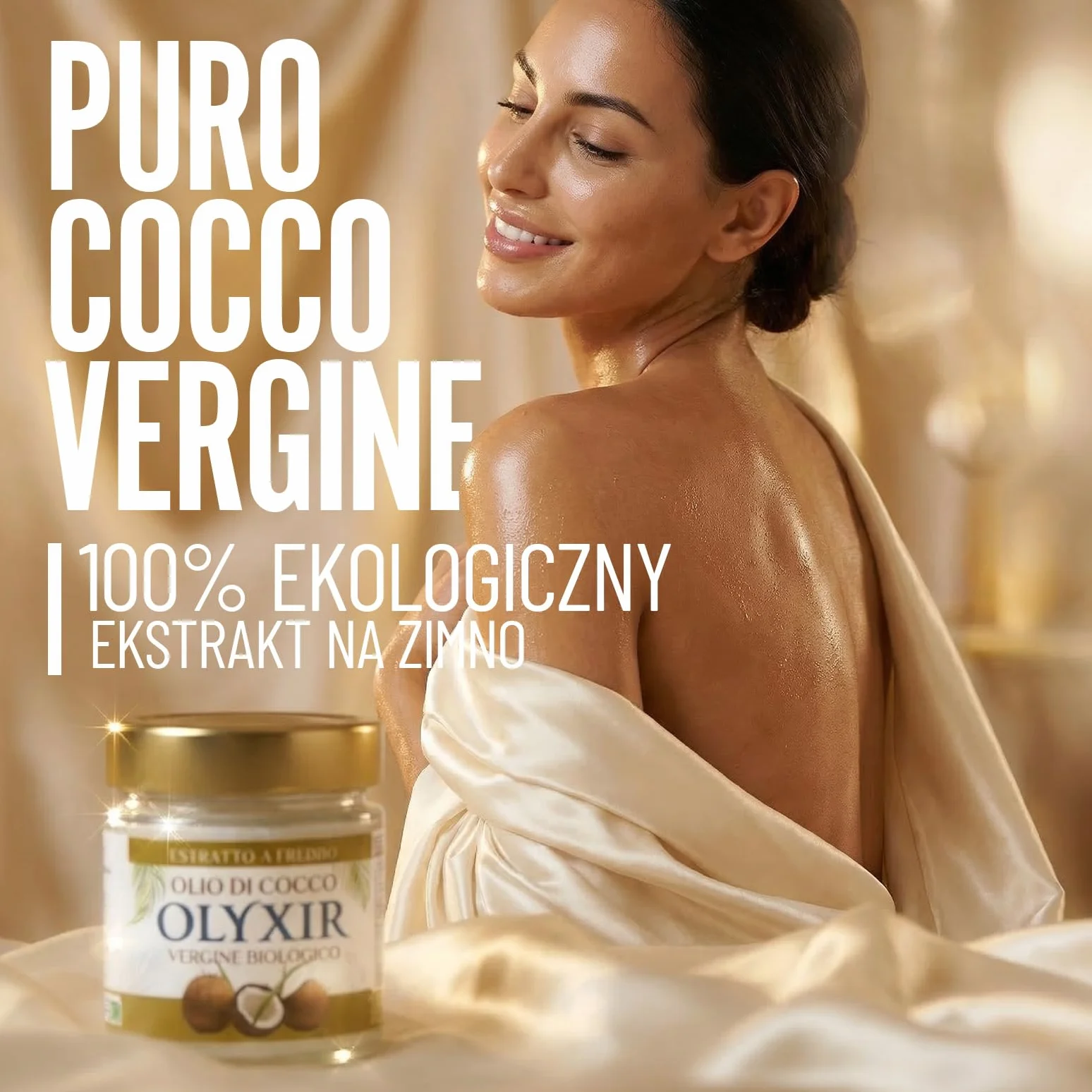 OLYXIR - Ekologiczny olej kokosowy do kosmetyków, tłoczony na zimno, 200 ml, naturalny środek do usuwania makijażu, nawilżający naturalny kosmetyk, olej kokosowy, do skóry, ciała i włosów, organiczny
