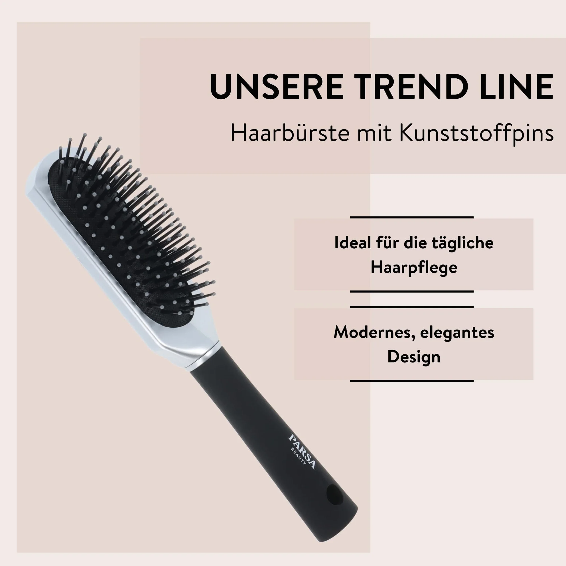 Parsa Beauty srebrna szczotka do włosów z zaokrąglonymi plastikowymi końcówkami do stylizacji na co dzień