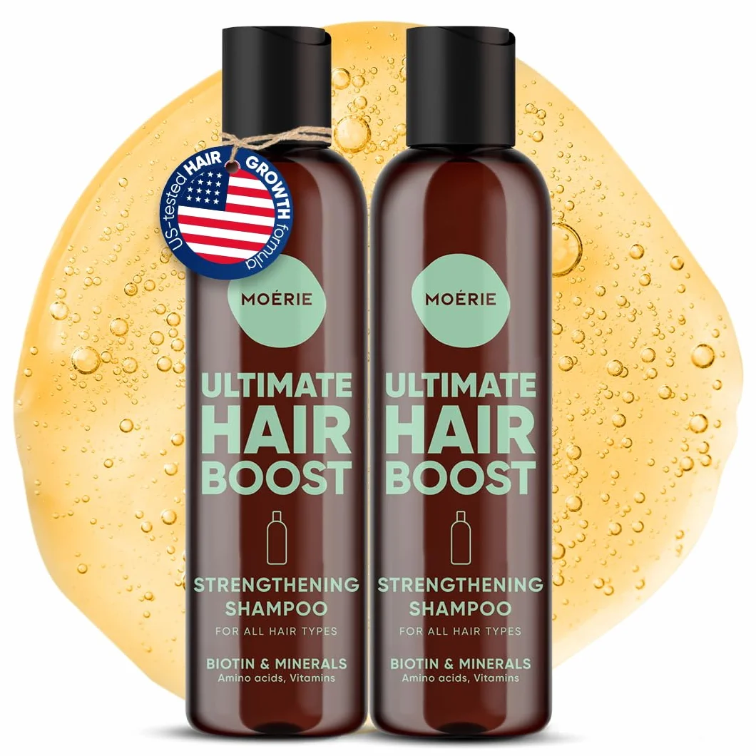 Moerie Ultimate Hair Growth Shampoo – dla dłuższych, grubszych, pełnych włosów, wegańskie, bez parabenów i silikonu