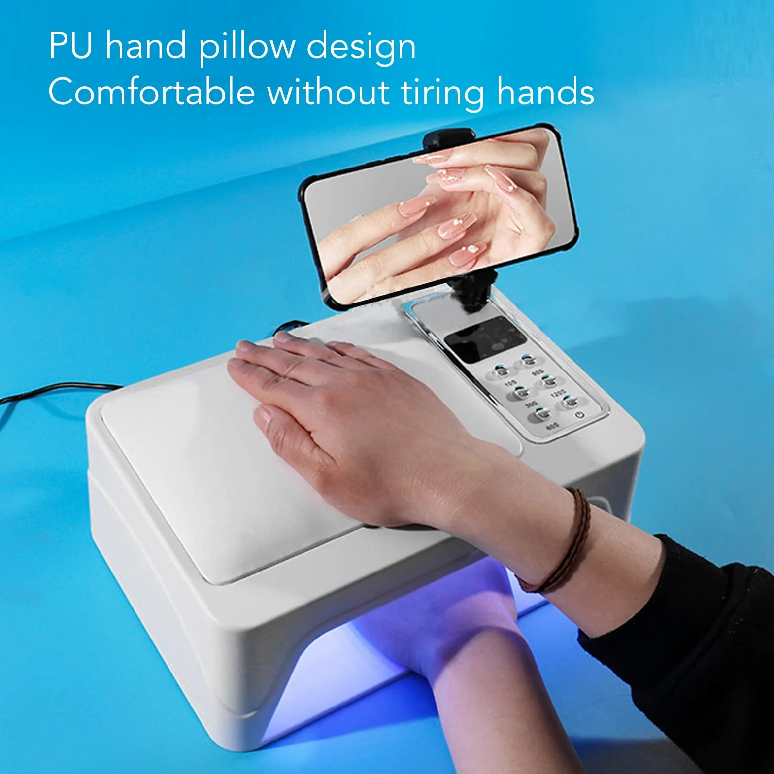 Lampa UV LED do Paznokci, Suszarka do Paznokci UV z Uchwytem na Telefon, Profesjonalna Lampa Utwardzająca do Paznokci 96 W, Przenośna Suszarka do Utwardzania Paznokci LED,