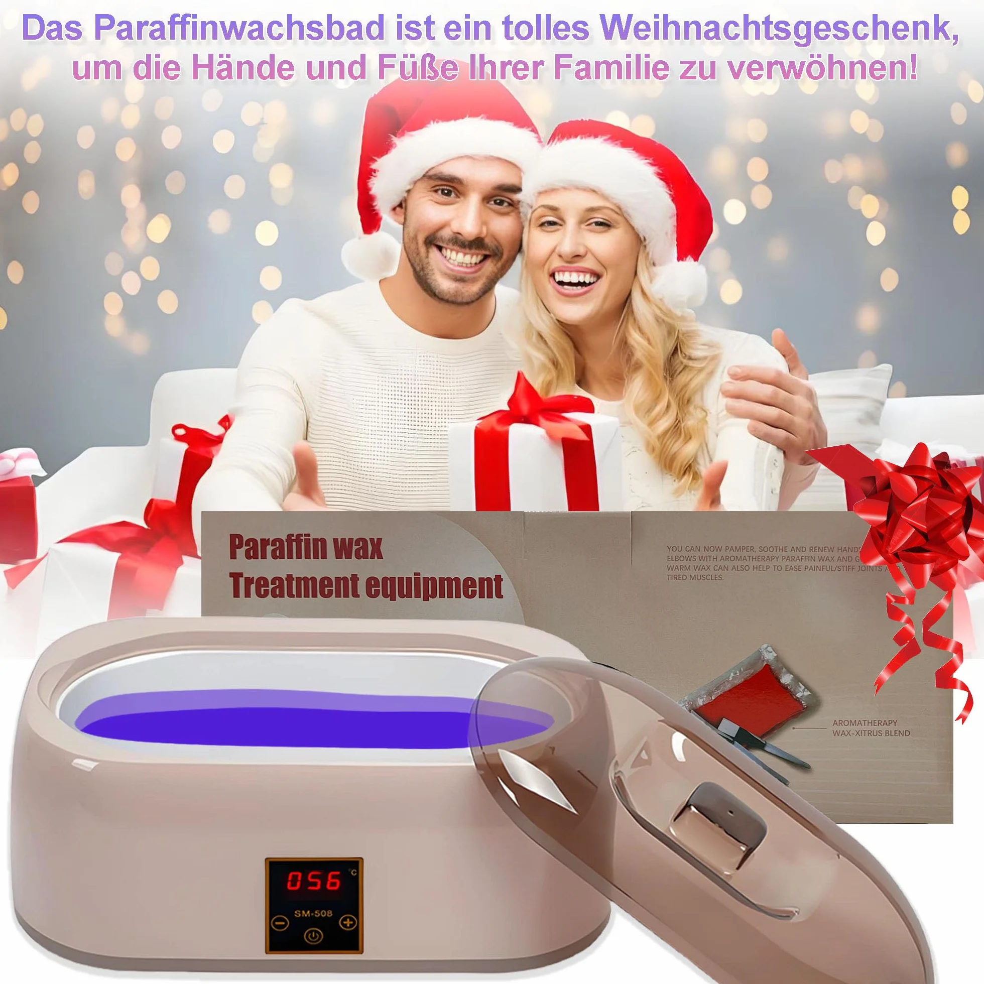 Kąpiel parafinowa – wielofunkcyjny wosk parafinowy do rąk i stóp, w zestawie wosk parafinowy do kąpieli parafinowych z technologią LED Hand Enhancement