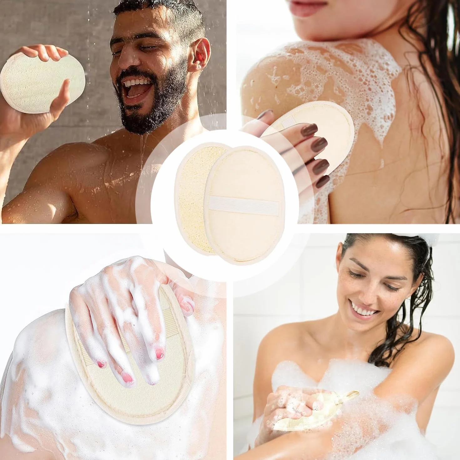 2 sztuki naturalnej gąbki Loofah peeling do ciała, przyjazna dla środowiska i biodegradowalna gąbka pod prysznic, loofah dla kobiet i mężczyzn