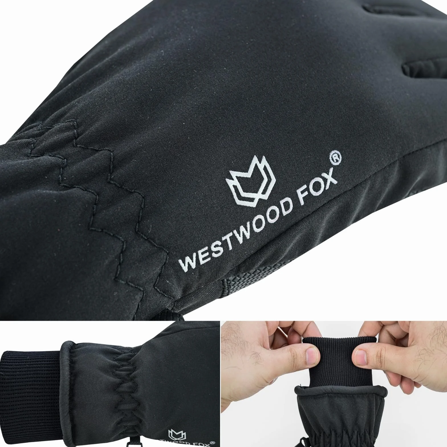 WESTWOOD FOX Wodoodporne rękawice zimowe dla mężczyzn i kobiet, wiatroszczelne, ciepłe rękawice narciarskie, ekran dotykowy, antypoślizgowe rękawice do jazdy na rowerze, snowboardzie,
