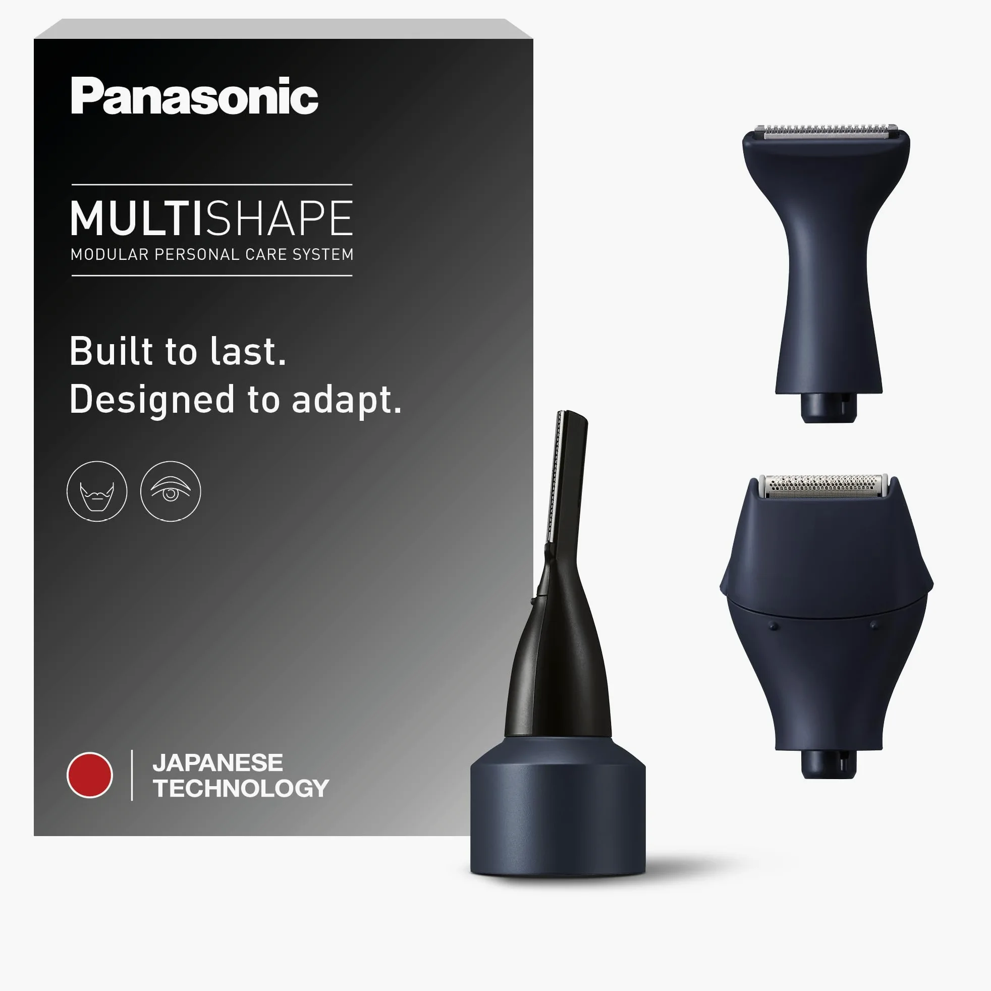 Panasonic ER-CDT1-A301 MULTISHAPE Modułowy System Do Pielęgnacji Osobistej Zestaw Nasadek do Precyzyjnego Golenia, Trymery do Brwi i Brody, Czarny