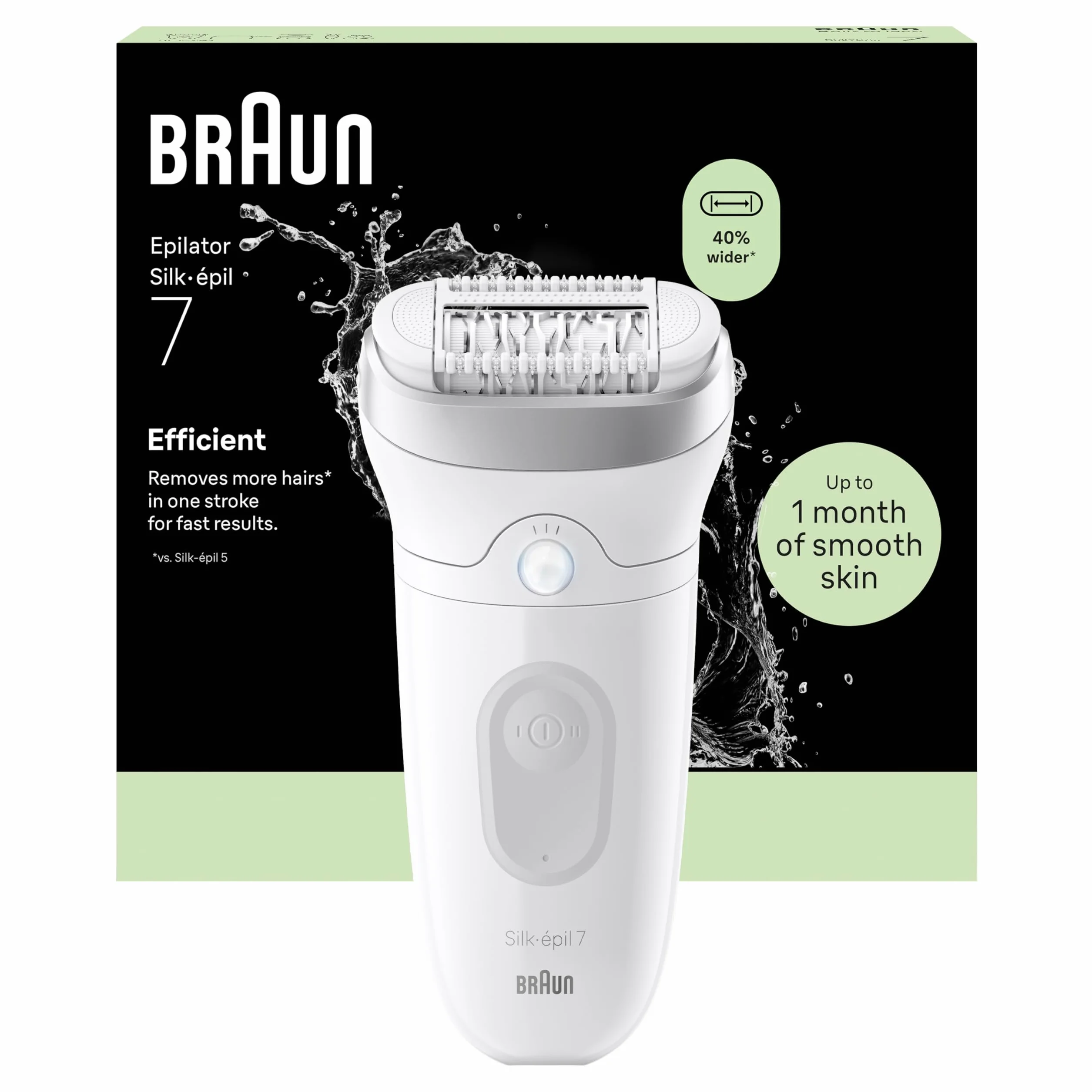 Braun Silk·épil 7 Depilator Szeroką Głowicą Na Mokro I Na Sucho Srebrny
