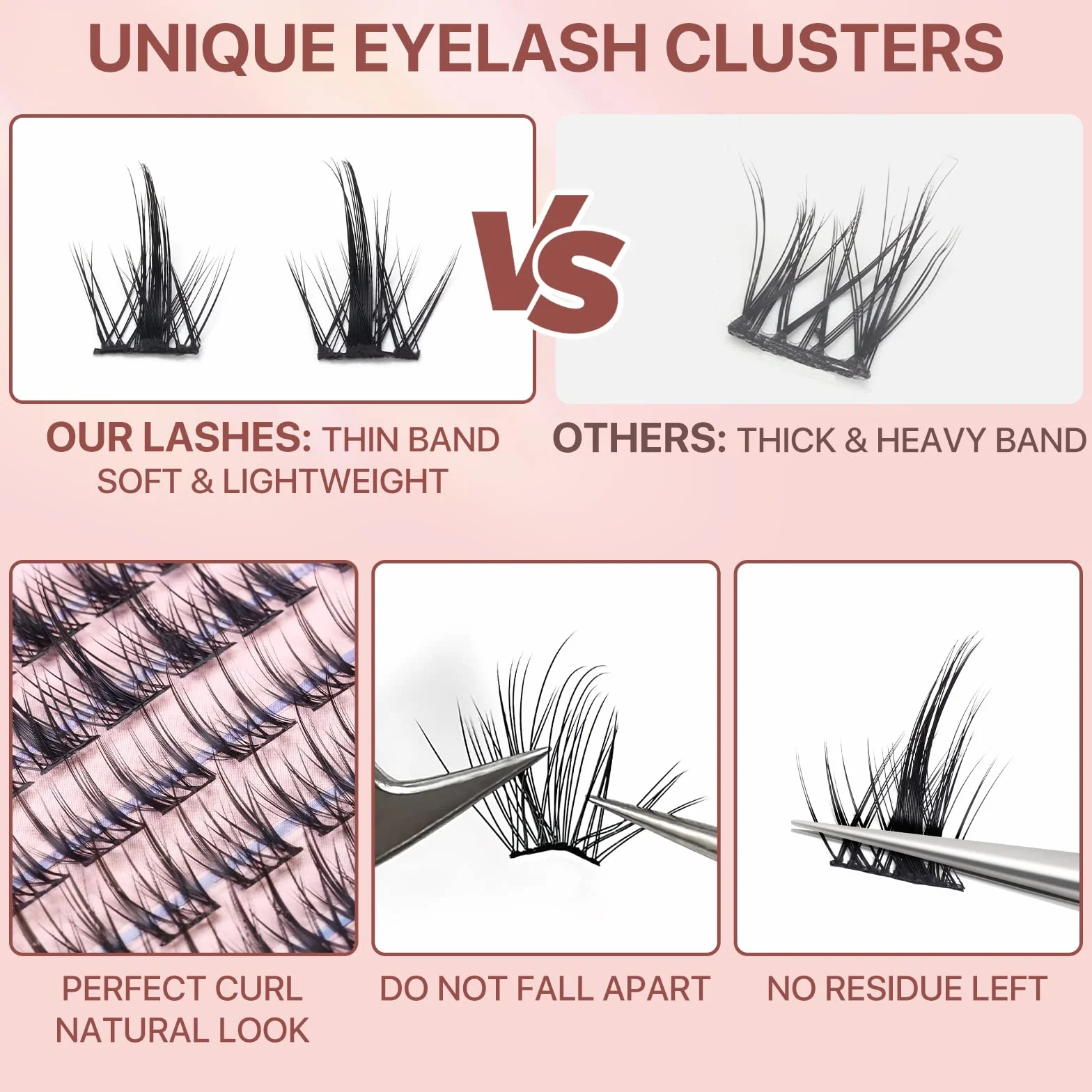 Mlen Diary Cluster Lashes Mixed 5 rodzajów pojedynczych rzęs, 260 sztuk rzęs typu A, do przedłużania rzęs