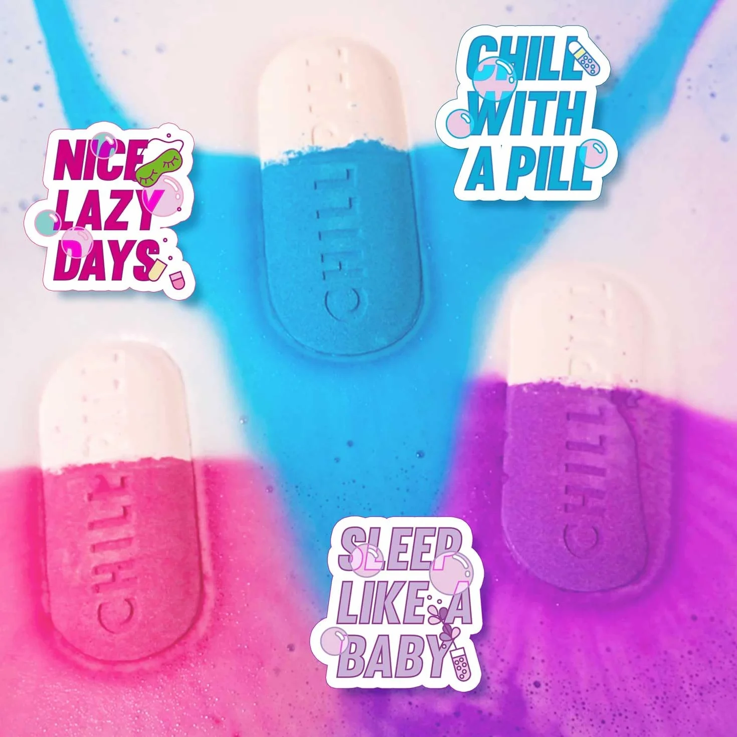 CRAZE Bodyness Bath Bomb Chill Pill – kula do kąpieli w kształcie tabletek, kula do kąpieli do pielęgnacji skóry i relaksu z aromatem, 70 g