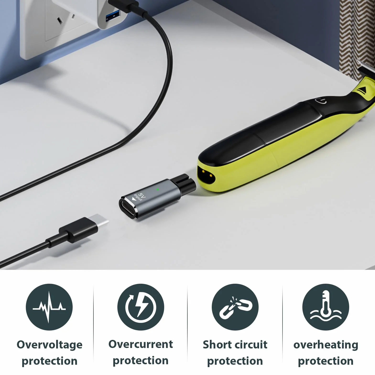 Adapter ładowarki USB-C QP2734 QP2724 QP2824 QP2834 QP4631 MG5910 MG7910 MG9510 QP1924 QP1324 7000 9000 Series do maszynki do golenia