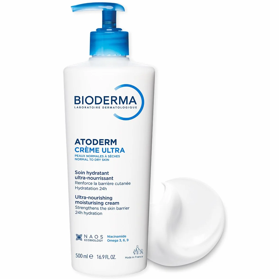 BIODERMA Atoderm Ultra Cream 500 ml - Codzienne nawilżenie dla skóry wrażliwej suchej