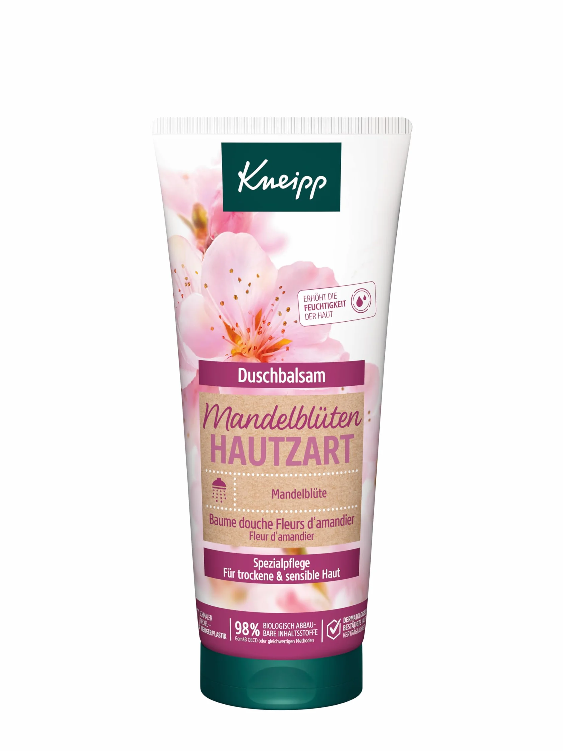 Kneipp Zestaw upominkowy Lieblingsmensch - opakowanie prezentowe z balsamem do ciała i balsamem pod prysznic z serii "Hauttzart" z kwiatów migdałów - 2 x 200 ml
