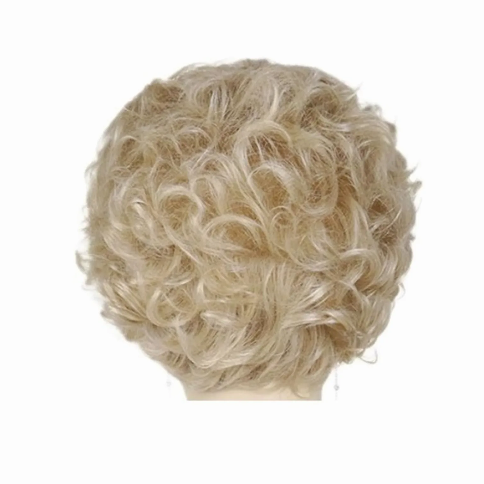 1 szt. Popielate blond peruki dla kobiet syntetyczne krótkie z grzywką kręcone matki starszej pani(Blonde)