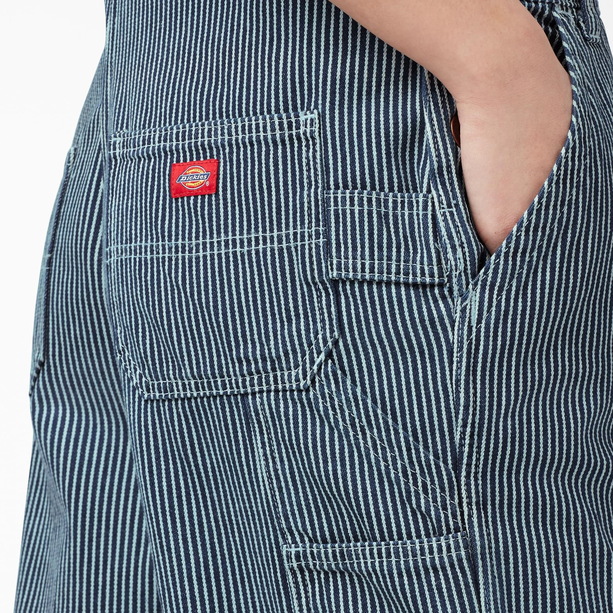 Dickies, Damskie ogrodniczki w swobodnym stylu z prostymi nogawkami, Rinsed Hickory Stripe, XS