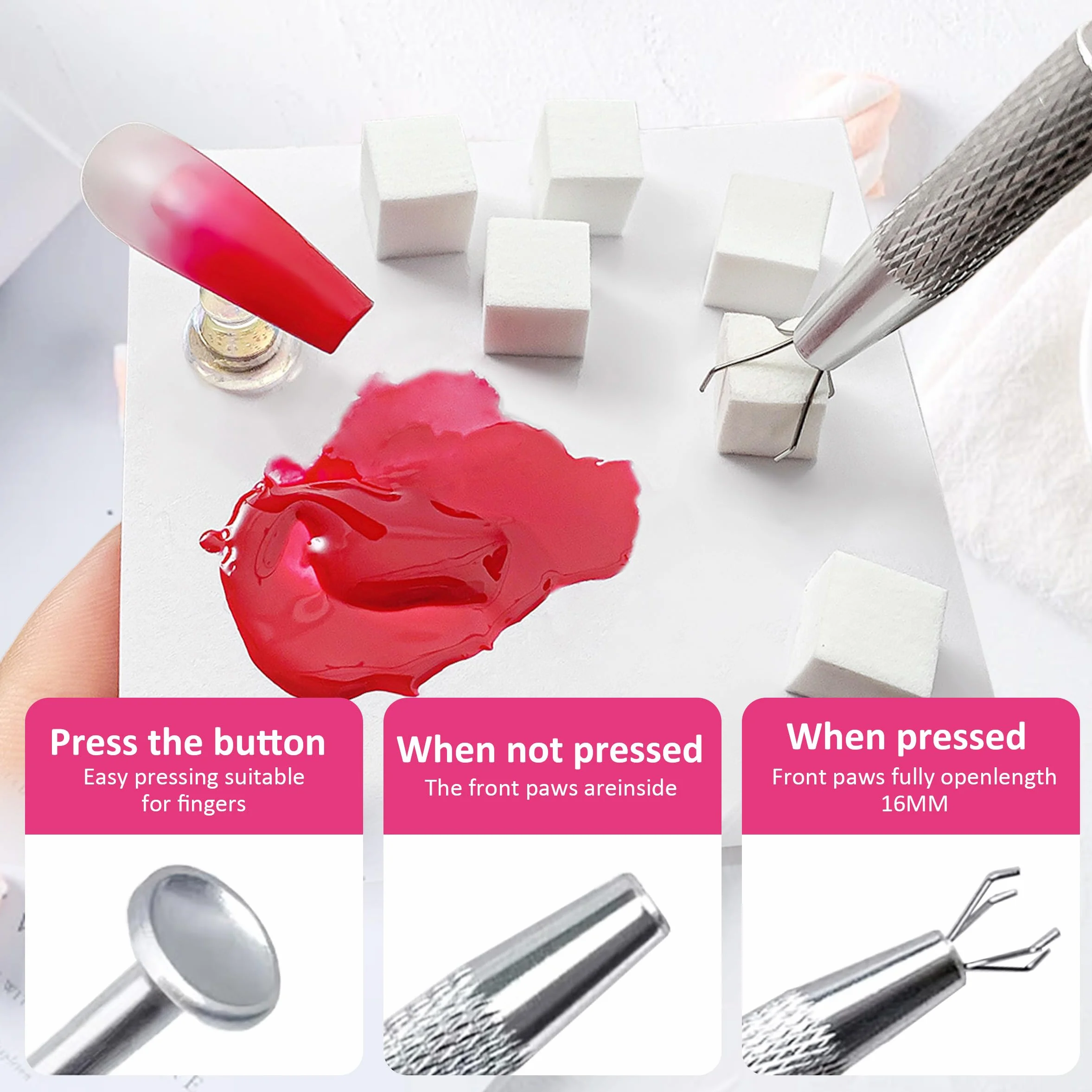 Zestaw 150 sztuk gąbek do zdobienia paznokci z 2 sztukami metalowych uchwytów, gąbką do paznokci, akcesoria do manicure, które mogą tworzyć różne wzory gradientowe do zdobienia paznokci