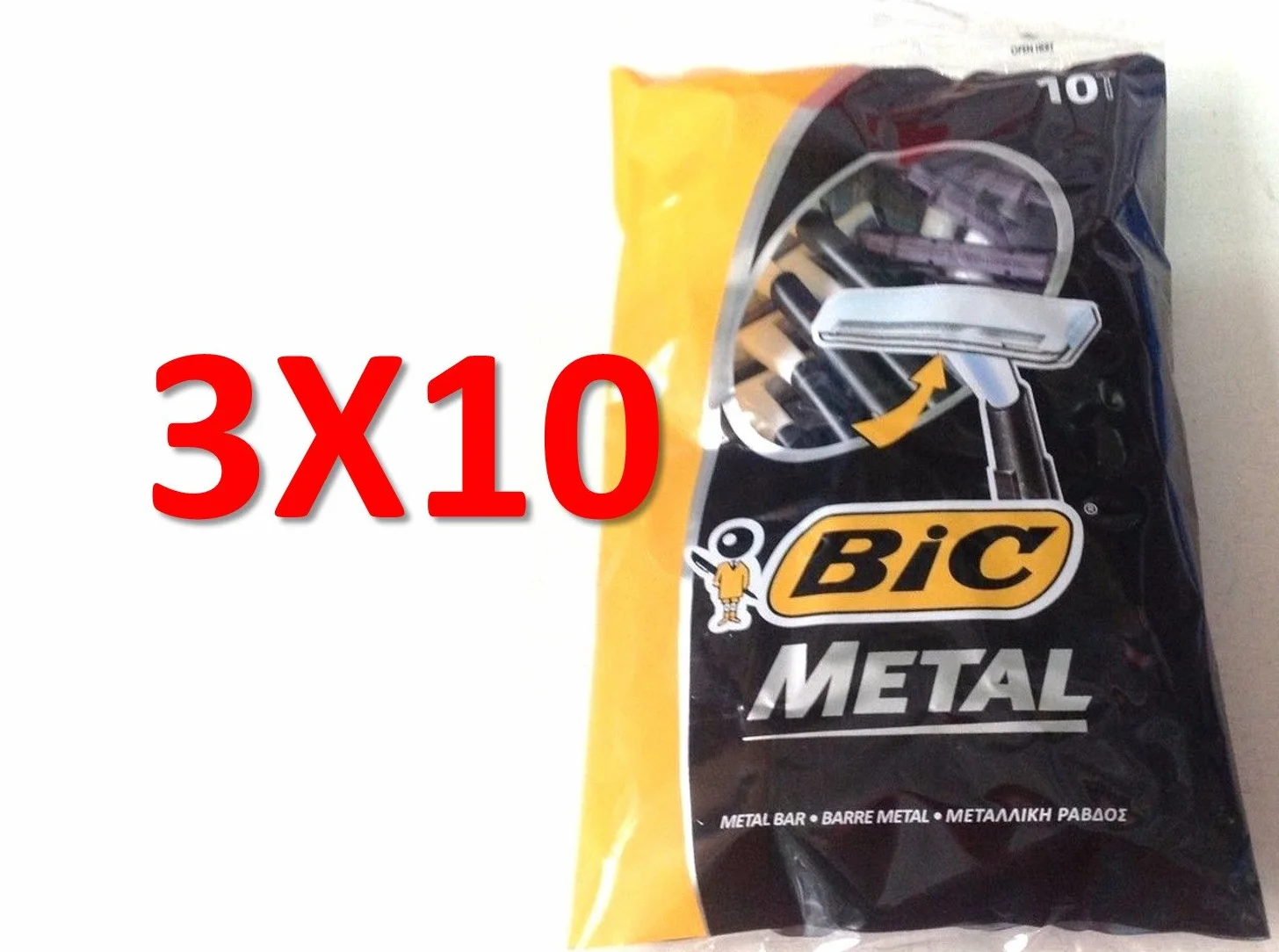 Bic Metalowe jednorazowe męskie golarki do golenia, 10 sztuk x 3 opakowania