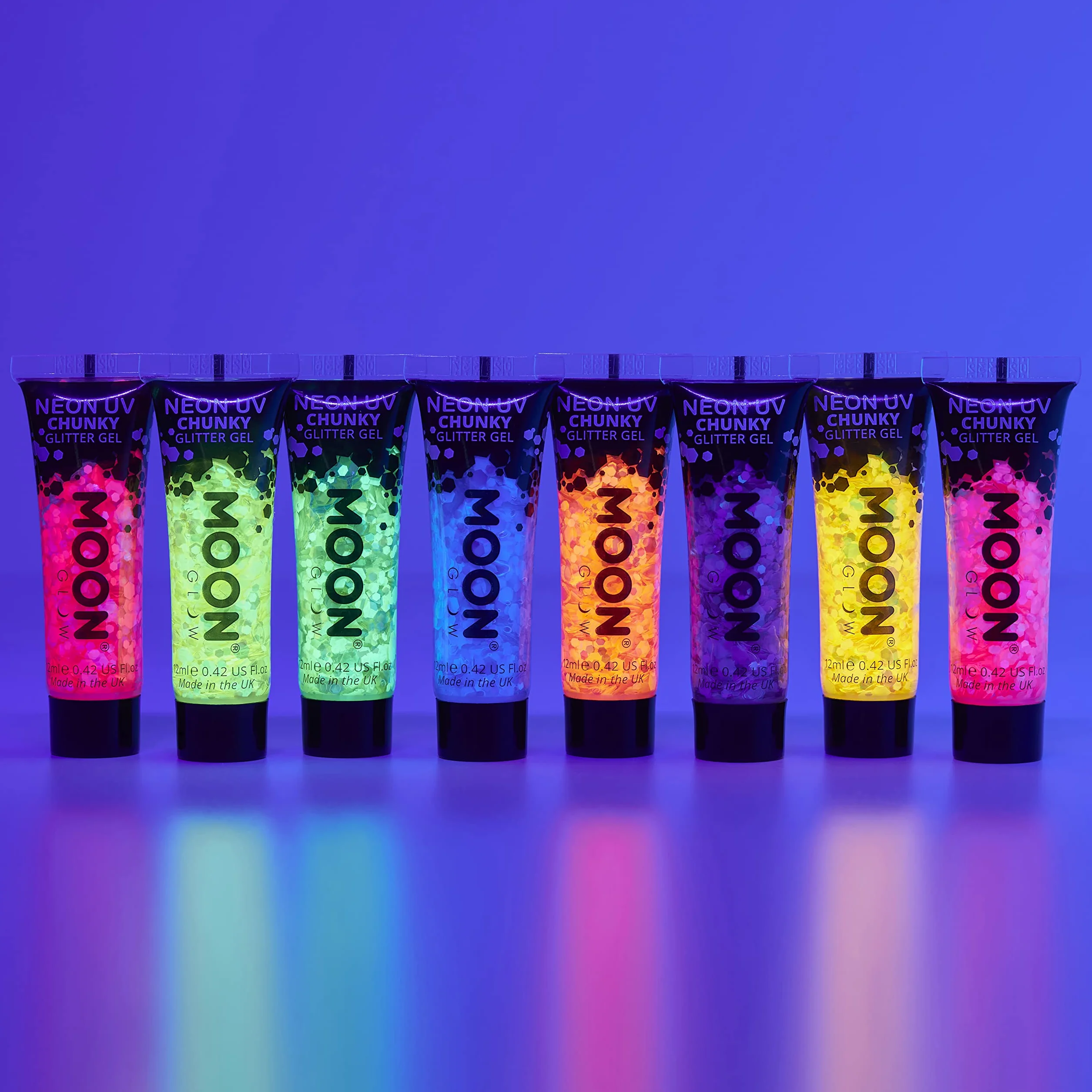Moon Glow - Neon UV Chunky Glitter Gel, Purple, 12ml Single