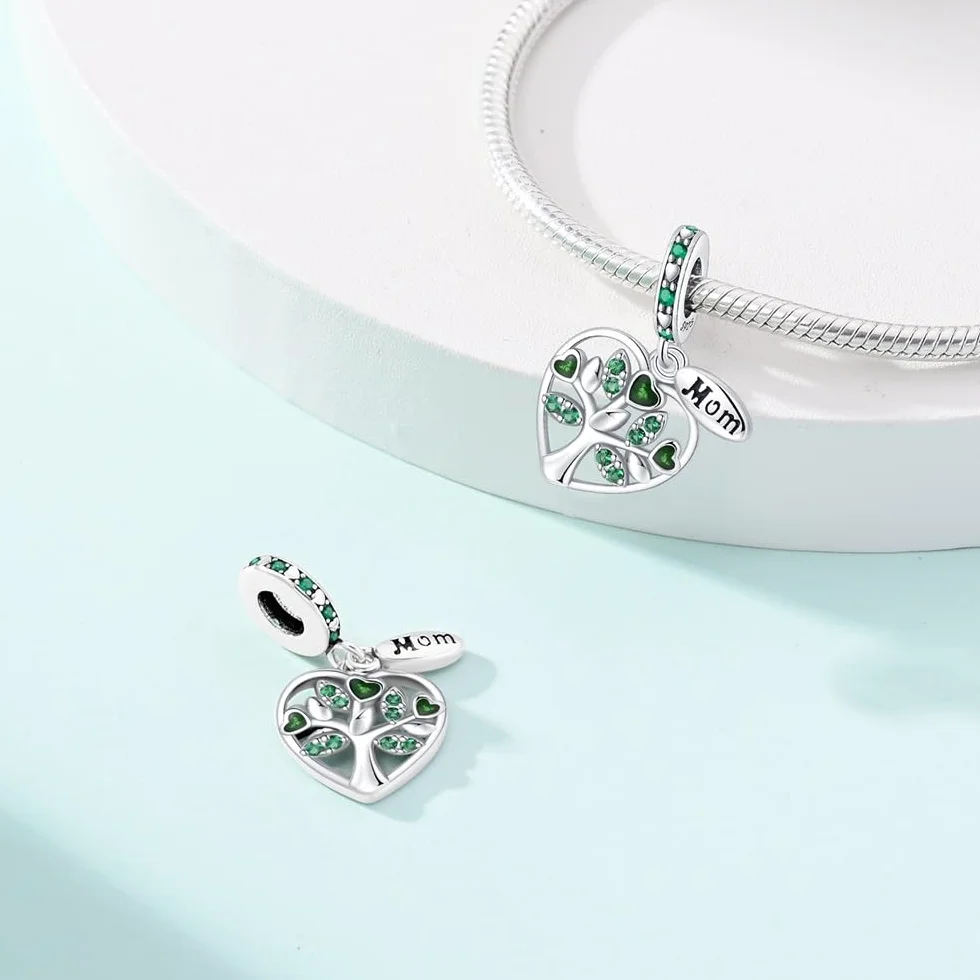 HappyStar Mom Love You Always Charms, srebro wysokiej próby 925, odpowiednie do bransoletek marki Pandora, dla kobiet, wisiorki, koraliki, dla kobiet, prezent na Dzień Matki