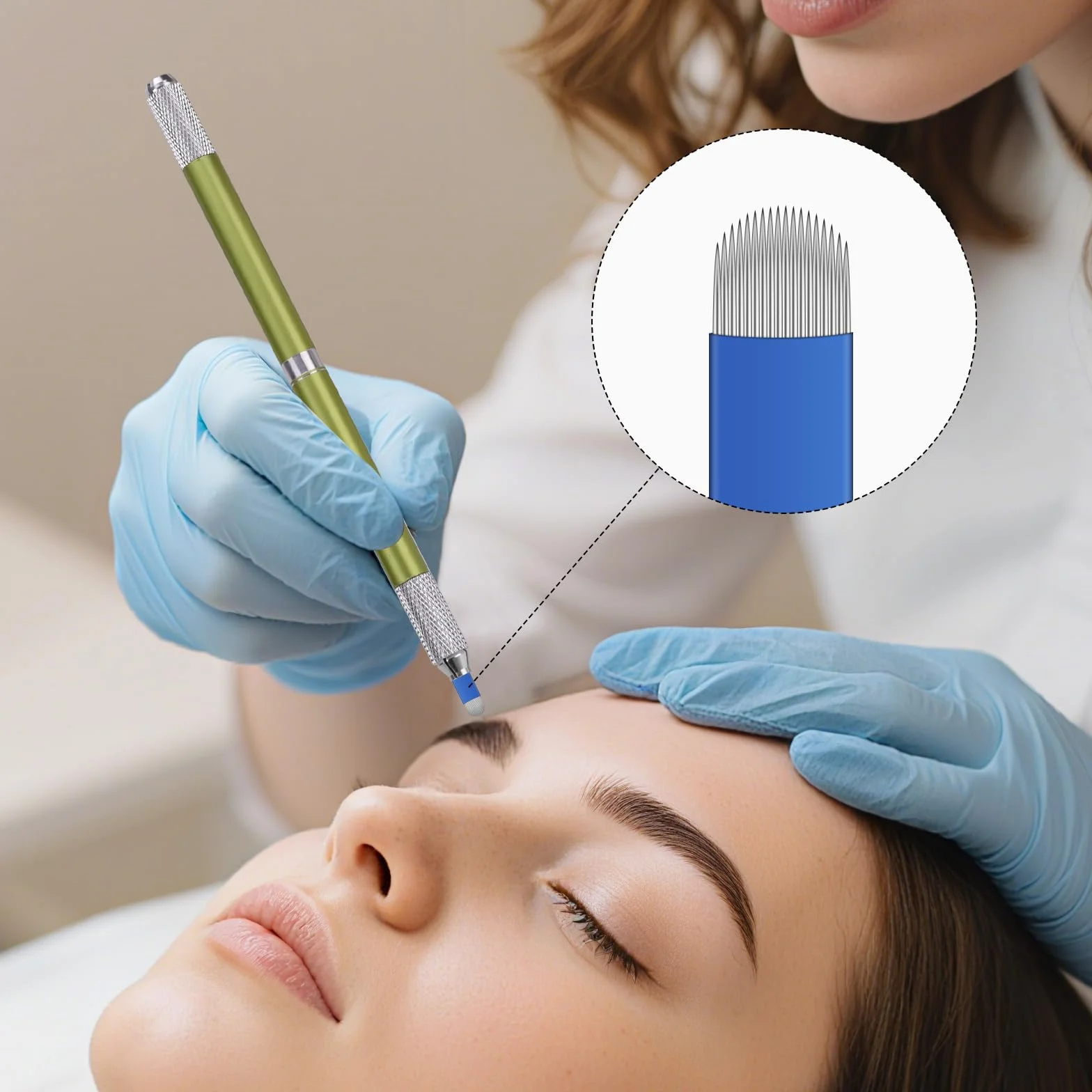 ATOMUS Zestaw igieł Microblading 14-pin 18U do makijażu permanentnego brwi 50 szt