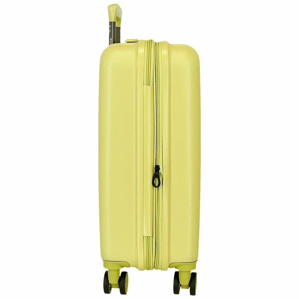 Movom Wood Walizka kabinowa, średnie, duże i zestawy, sztywne ABS zamknięcie TSA, 4 podwójne koła wysuwany bagaż podręczny Joumma Bags, Żółty, 40 x 55 x 20 cm y 45 x 65 x 28 cm, zestaw 2 walizek