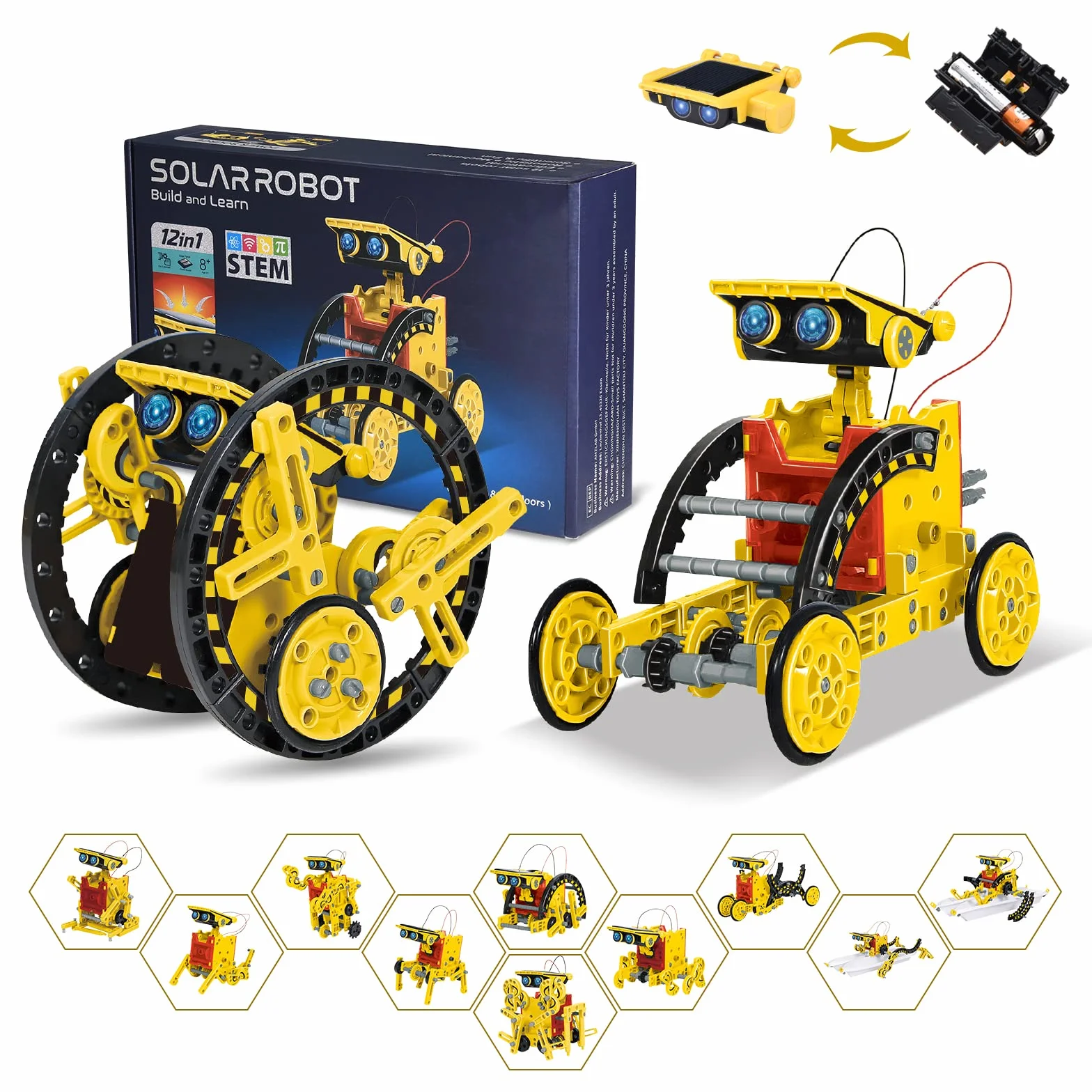 OMWay STEM solarny robot 12 w 1, zestawy naukowe dla dzieci w wieku 8 lat, eksperyment budowlany, zestawy robotyki, prezenty świąteczne, prezenty urodzinowe, zabawka dla chłopców i dziewcząt w wieku