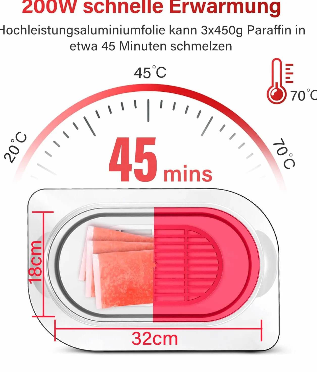 Kąpiel parafinowa do rąk i stóp 4 l LED elektryczny zestaw z akcesoriami 1350 g