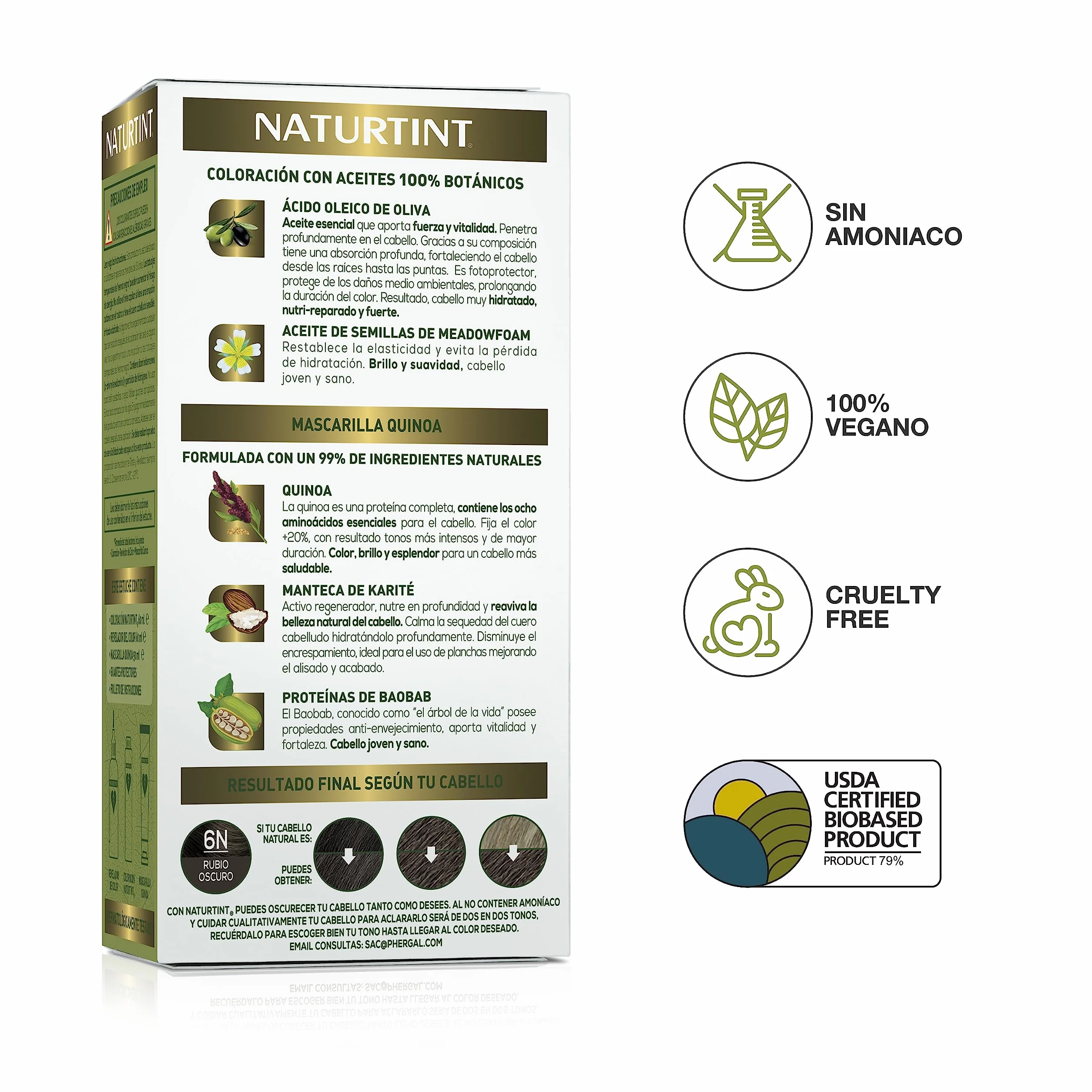 Naturtint Biobased farba do włosów bez amoniaku 6N ciemny blond 3 sztuki 510 ml