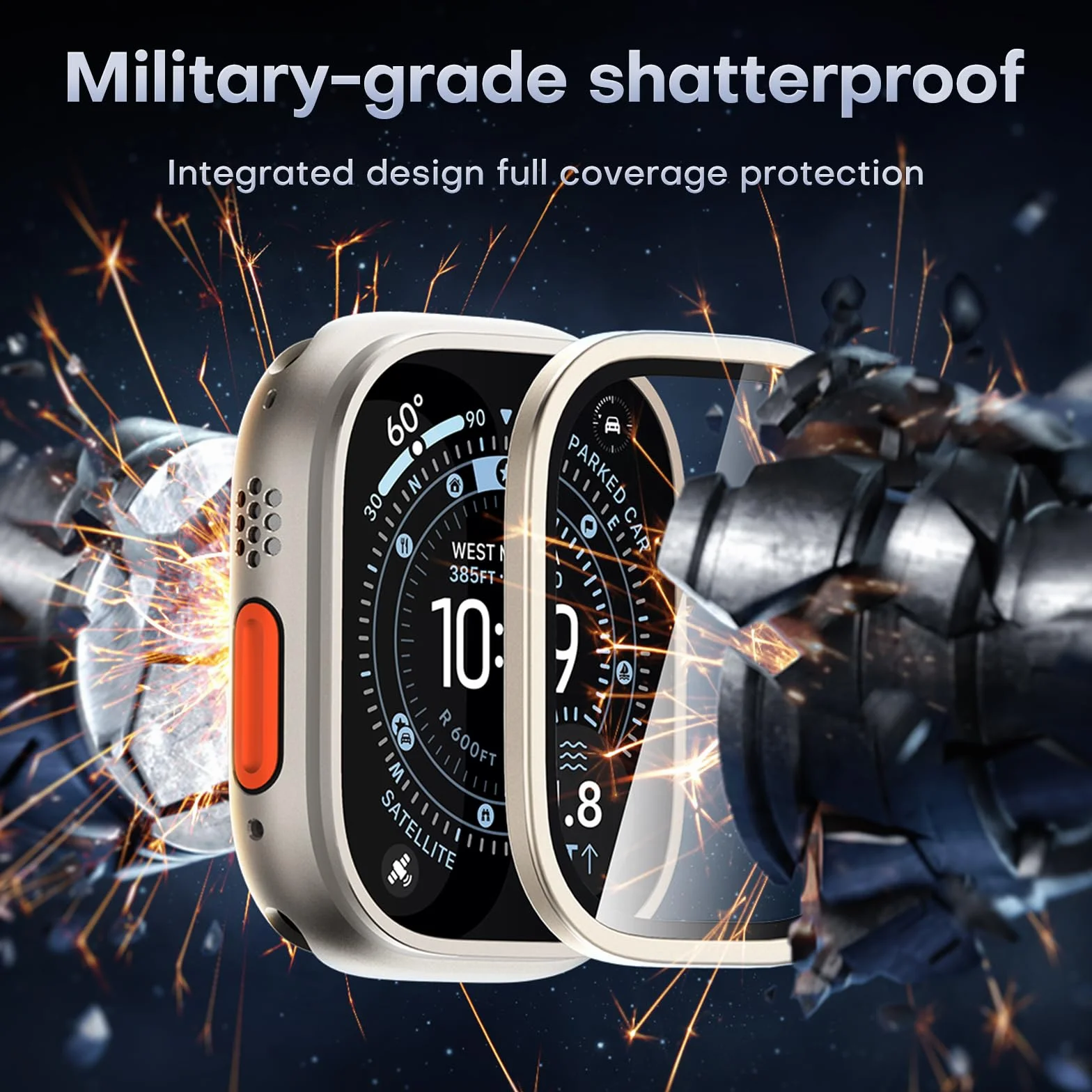 L K L ?K zestaw 2 do Apple Watch Ultra 2 / Ultra ochraniacz ekranu 49 mm - 9H szkło hartowane + ramka ze stopu tytanu [Zachowaj oryginał + bez pęcherzyków powietrza] wodoodporna folia szklana HD do