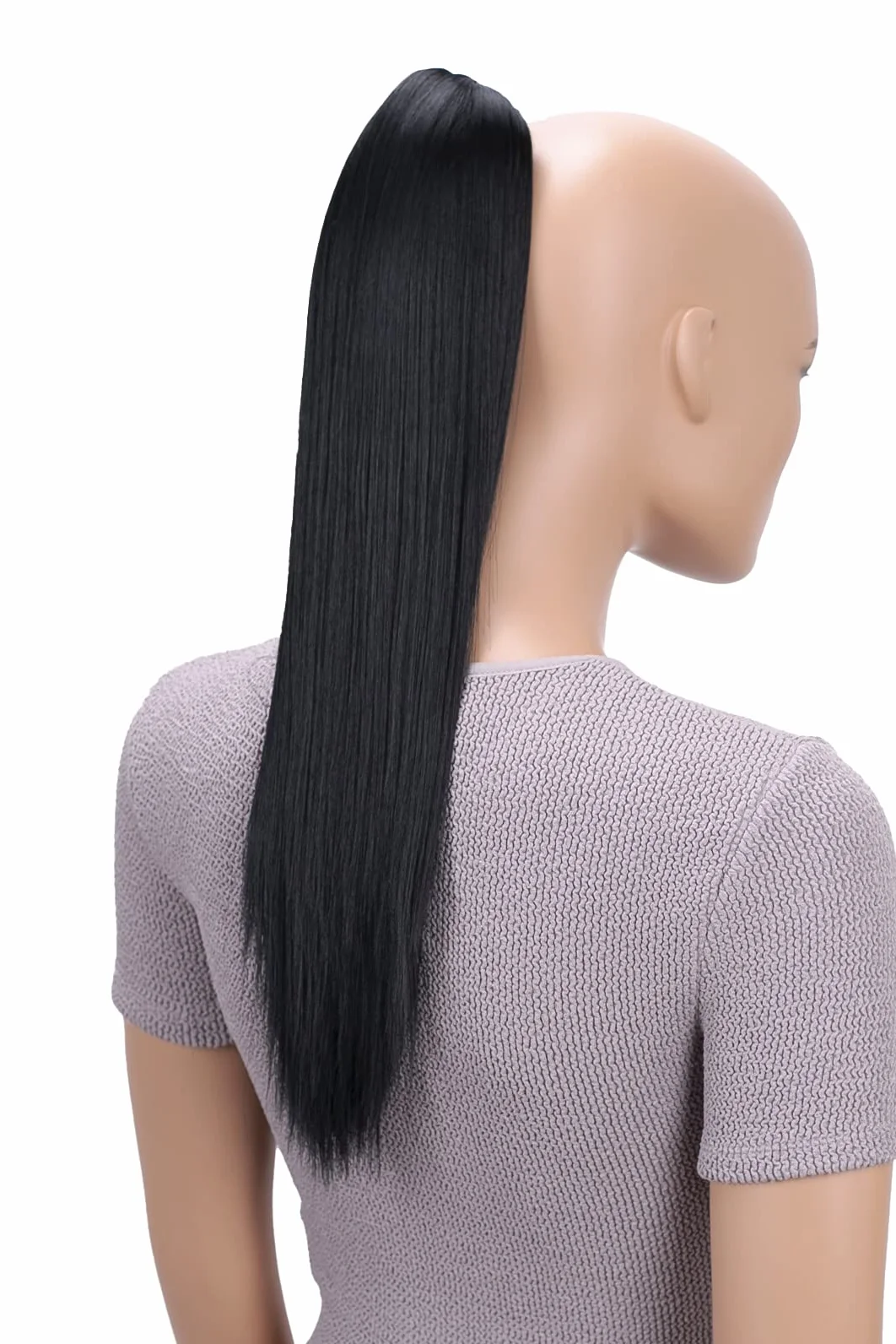 CAISHA 50cm Klips Na Warkocz Treska Do Przedłużania Włosów W Koński Ogon Syntetyczne Gładkie Czarny