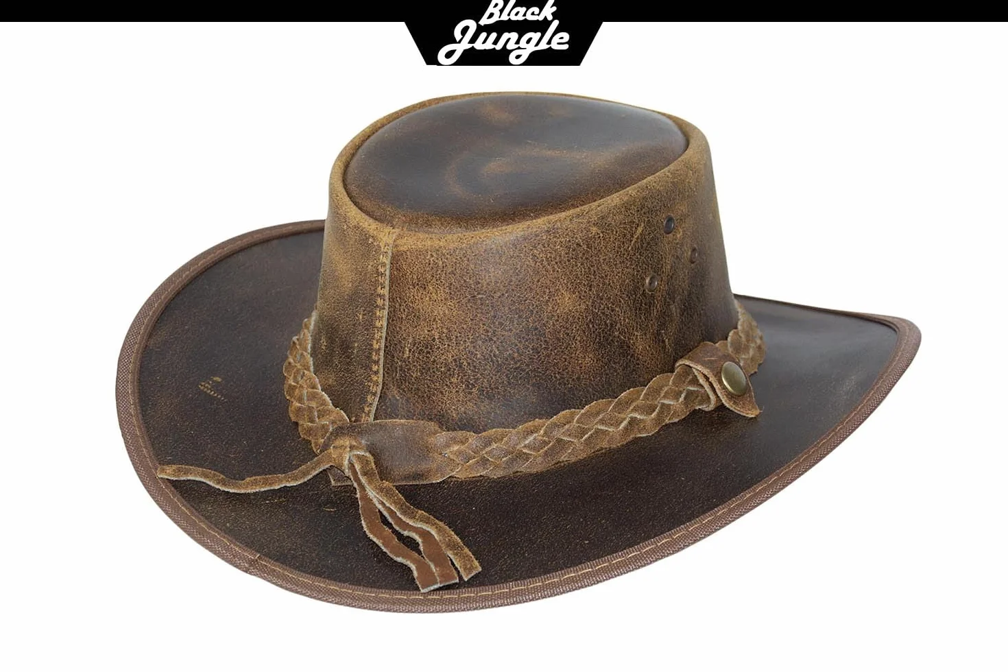 Black Jungle Skórzany kapelusz Bulat, kapelusz westernowy, kapelusz australijski, kapelusz kowbojski, Tan, XXL