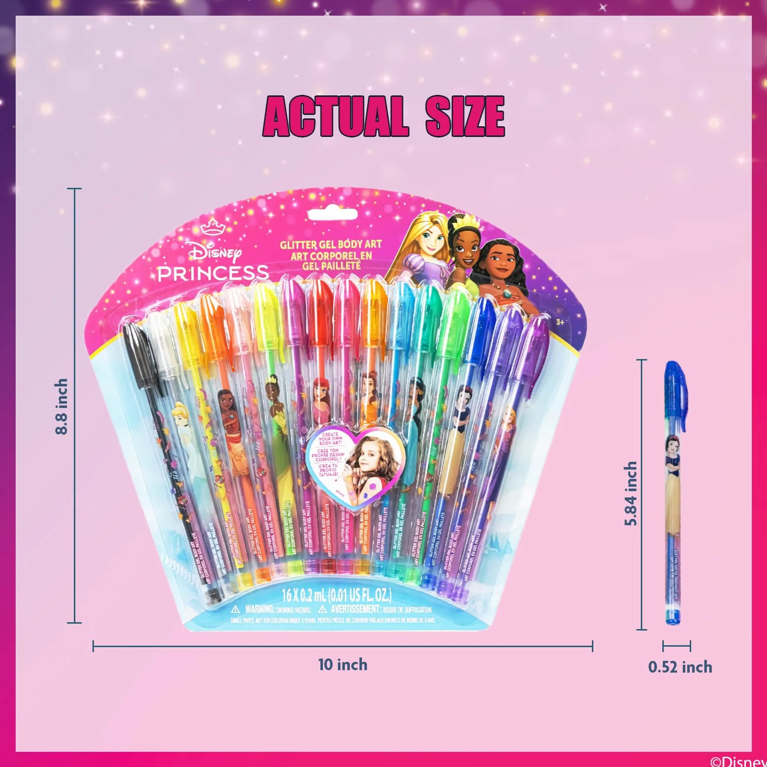 Disney Princess Zestaw Brokat Body Art 16 szt Dziewczynki 3+
