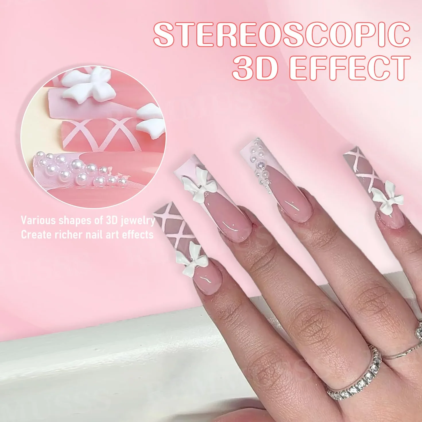 1 pudełko 12 siatek 3D Dekoracja paznokci, DIY Nail Art Design, Akcesoria do zdobienia paznokci dla kobiet i dziewcząt, mieszane kolorowe kokardy, płaskie tło koraliki, gwiazdy, kwiaty