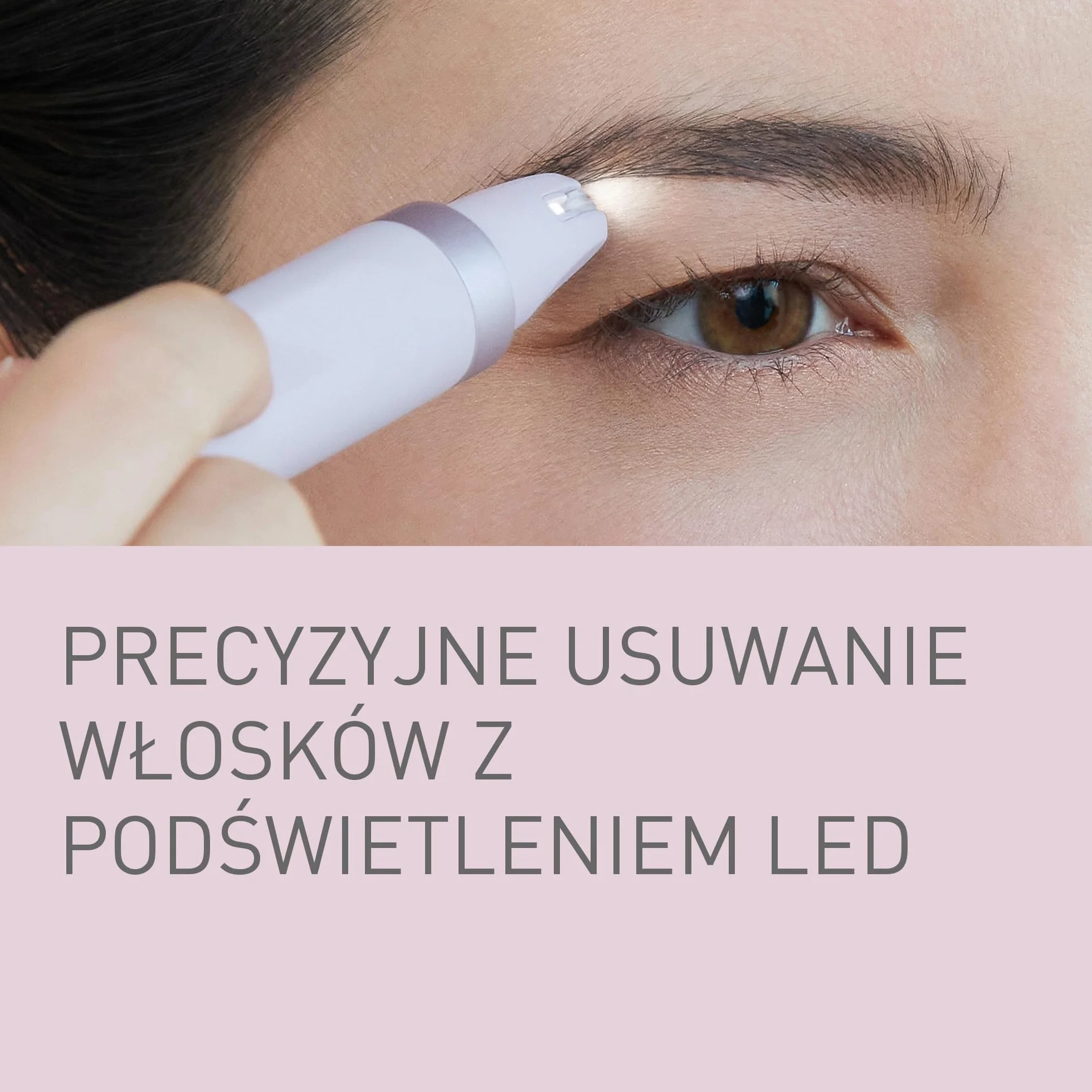Panasonic ES-EF10-V503 Depilator do brwi i twarzy dla kobiet, trymer do brwi, z lampką LED, kompaktowa konstrukcja w formie długopisu, zasilany bateriami AA, jasny fiolet