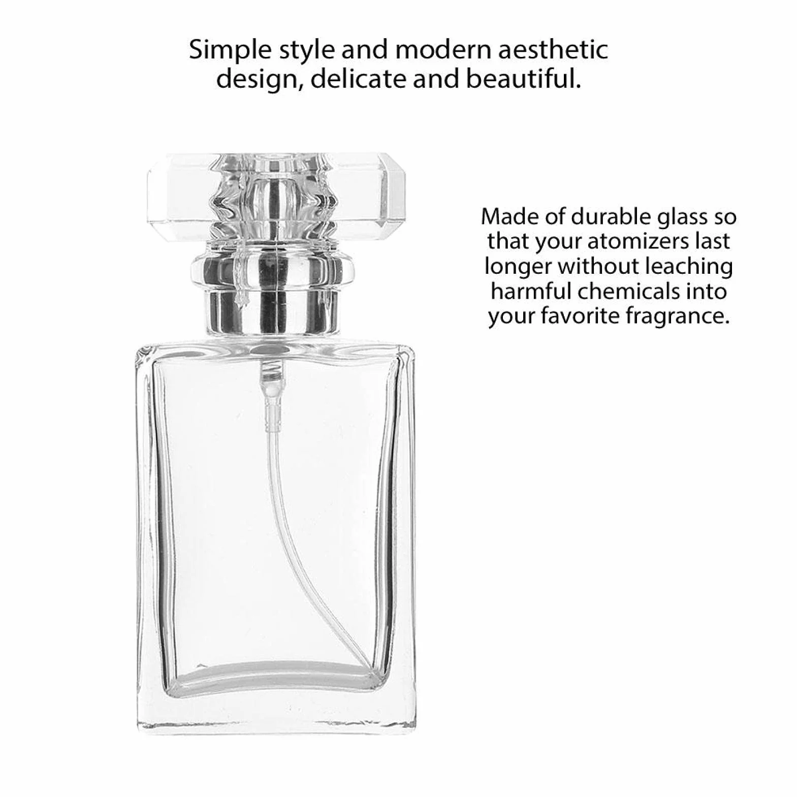 Butelka z rozpylaczem perfum, 30 ml, pusta szklana butelka na perfumy, do wielokrotnego napełniania, prostokątna flakon, do pakowania perfum w podróży, 9,4 x 4,6 cm (przezroczysta)