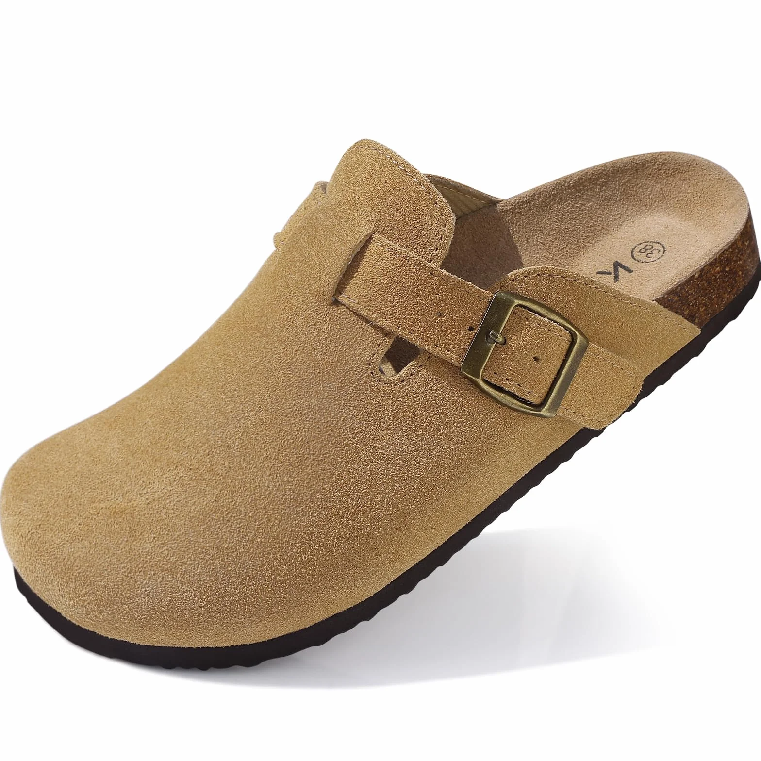 Comwarm Unisex zamszowe chodaki dla kobiet, skórzane, antypoślizgowe, z wkładką premium