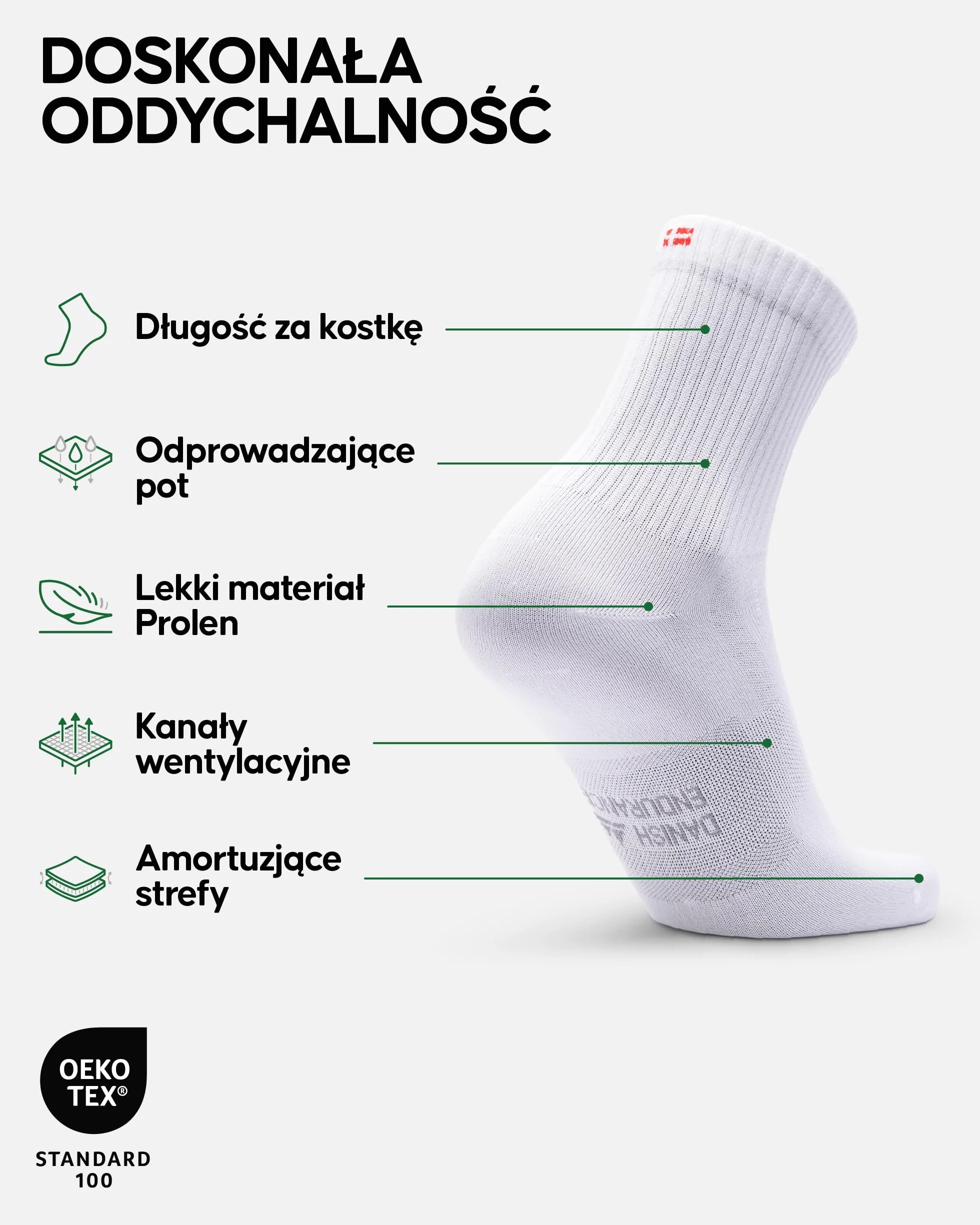 DANISH ENDURANCE Skarpety do Biegania o Precyzyjnym Dopasowaniu, Lekkie Skarpety Sportowe, Unisex, 5-Pak, Biały, 43-47
