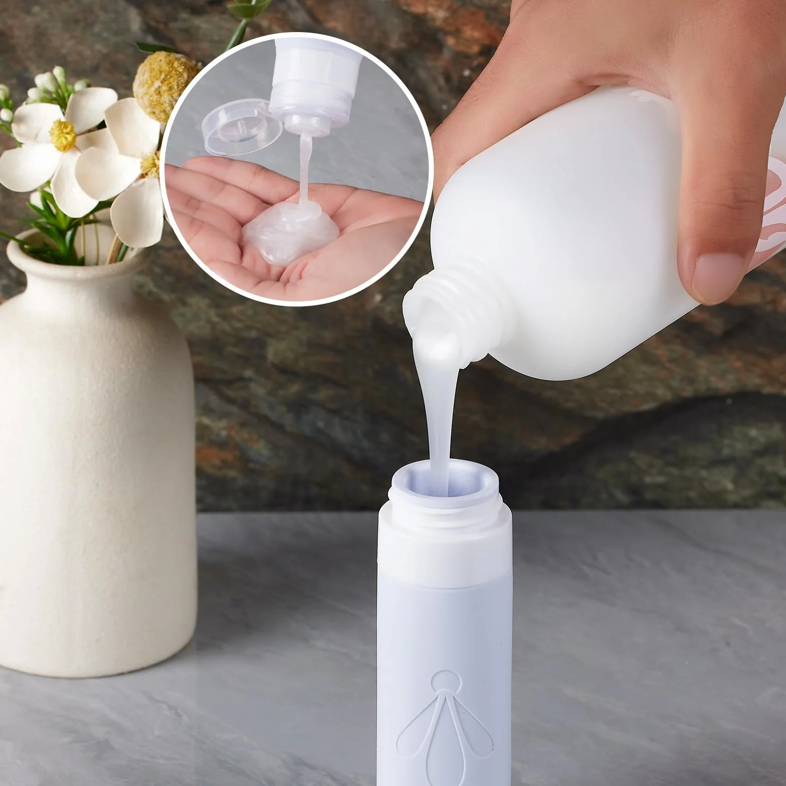 INSFIT 8 sztuk zestaw silikonowych butelek podróżnych, TSA zatwierdzone butelki podróżne do napełniania, 90ml zestaw podróżny do płynów 60ml pojemniki na kremy do napełniania, szczelne butelki