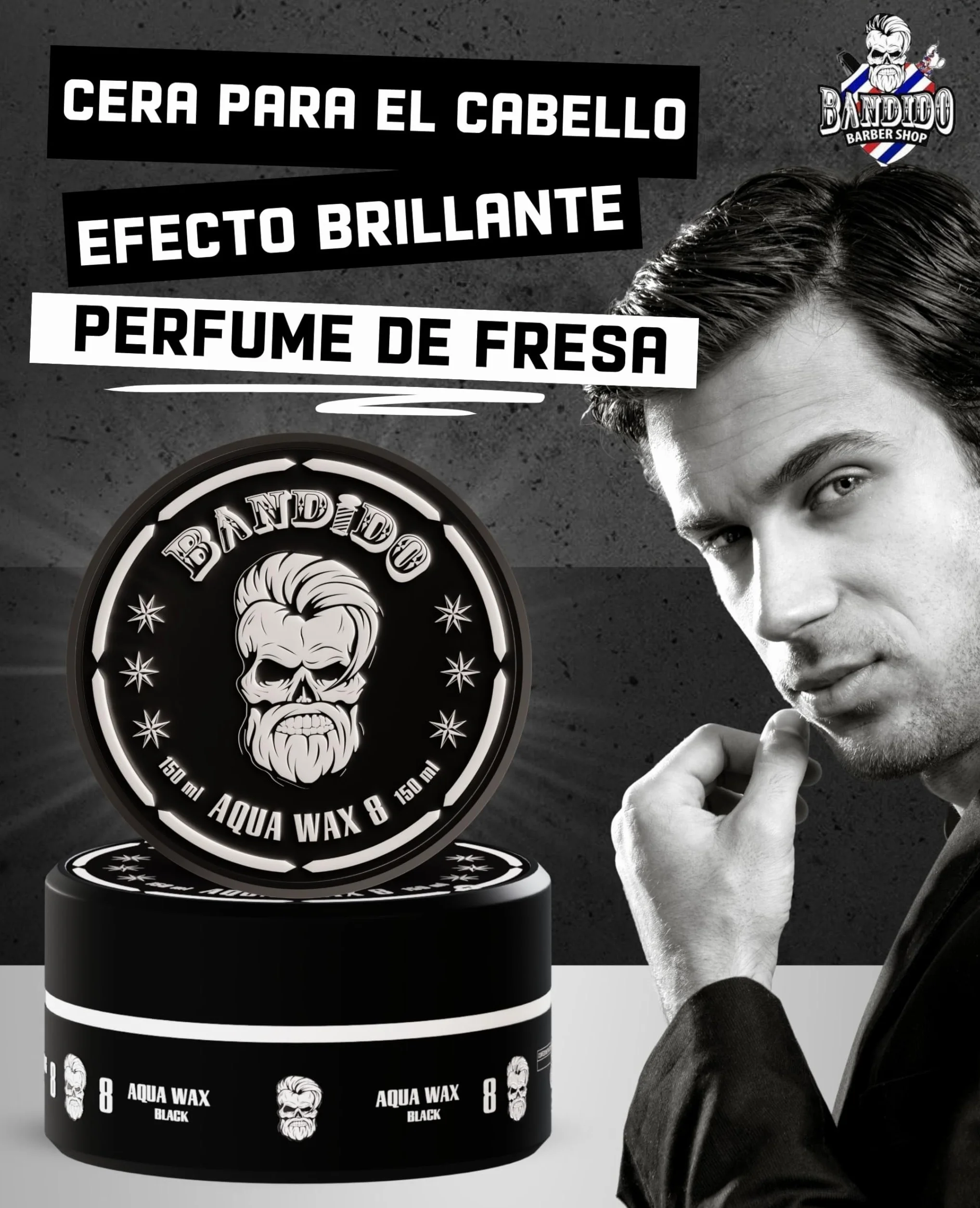 BANDIDO Aqua Hair Wax nr 8 Black 150 ml Mocny wosk do włosów dla mężczyzn