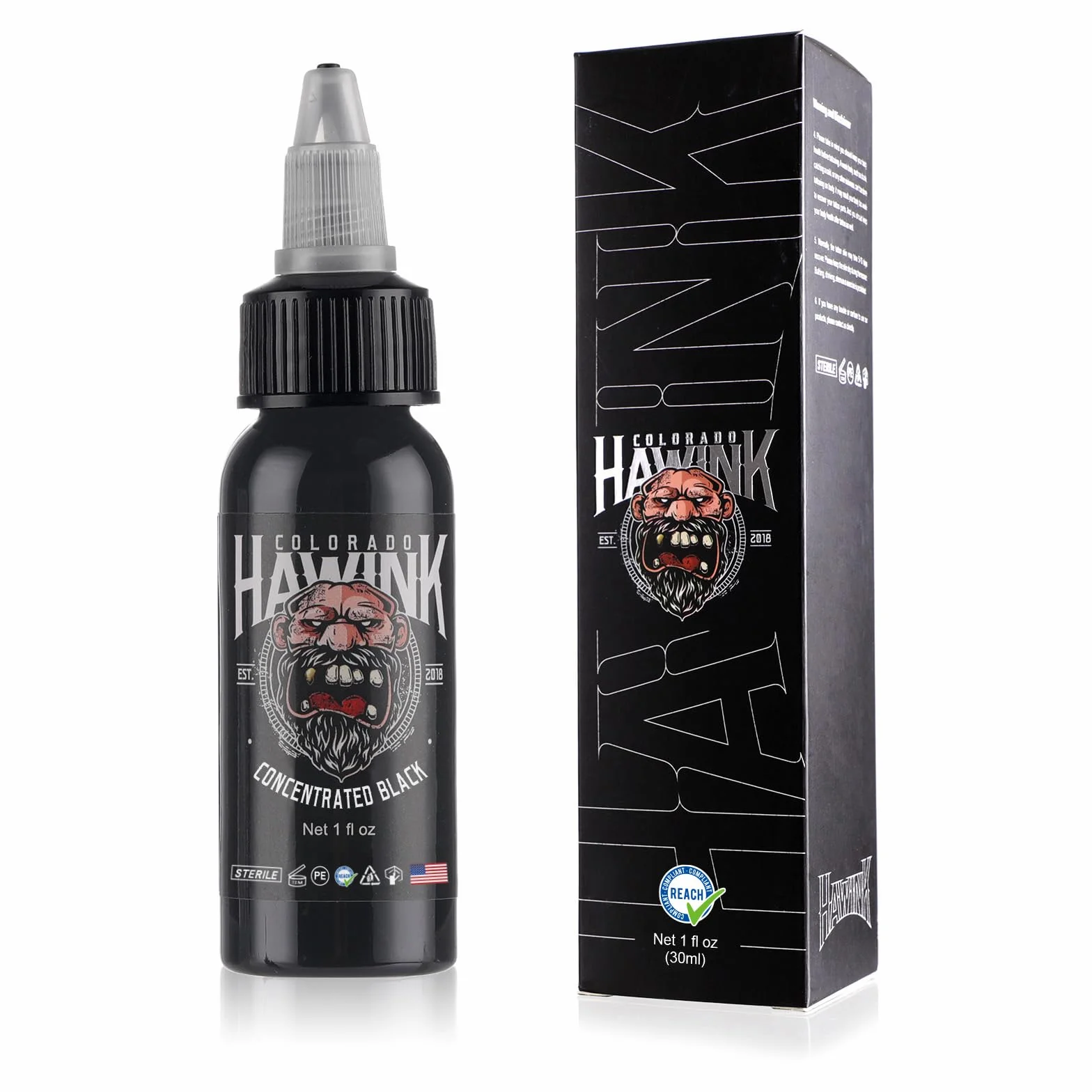HAWINK Czarny tusz do tatuażu 30 ml profesjonalny skoncentrowany do podszewki i cieniowania
