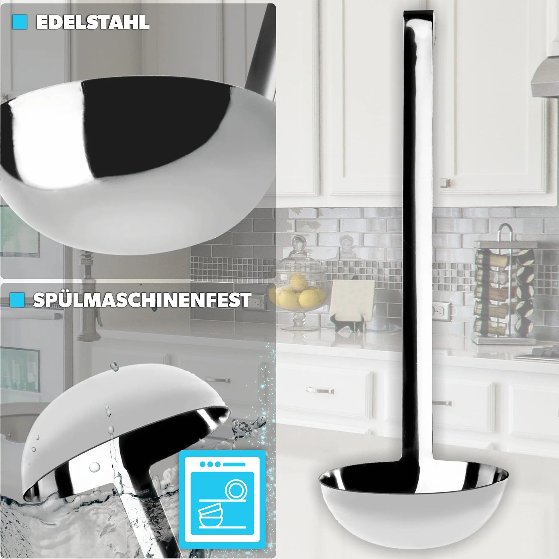 KADAX Chochla 7 cm/60 ml do zupy i sosów, długi ergonomiczny trzonek chroni przed oparzeniem, stal nierdzewna ułatwia czyszczenie i jest odporna na korozję