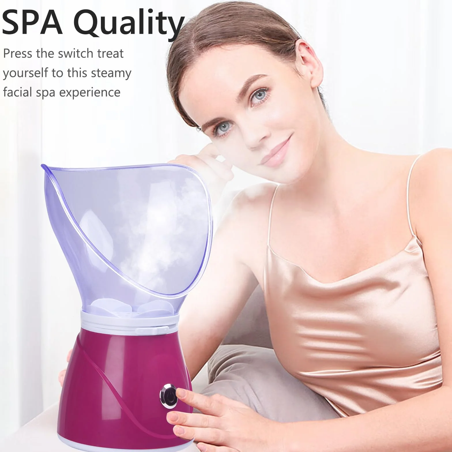 Parownik do twarzy sauna spa spray do pielęgnacji otwiera pory nawilża (różowy)