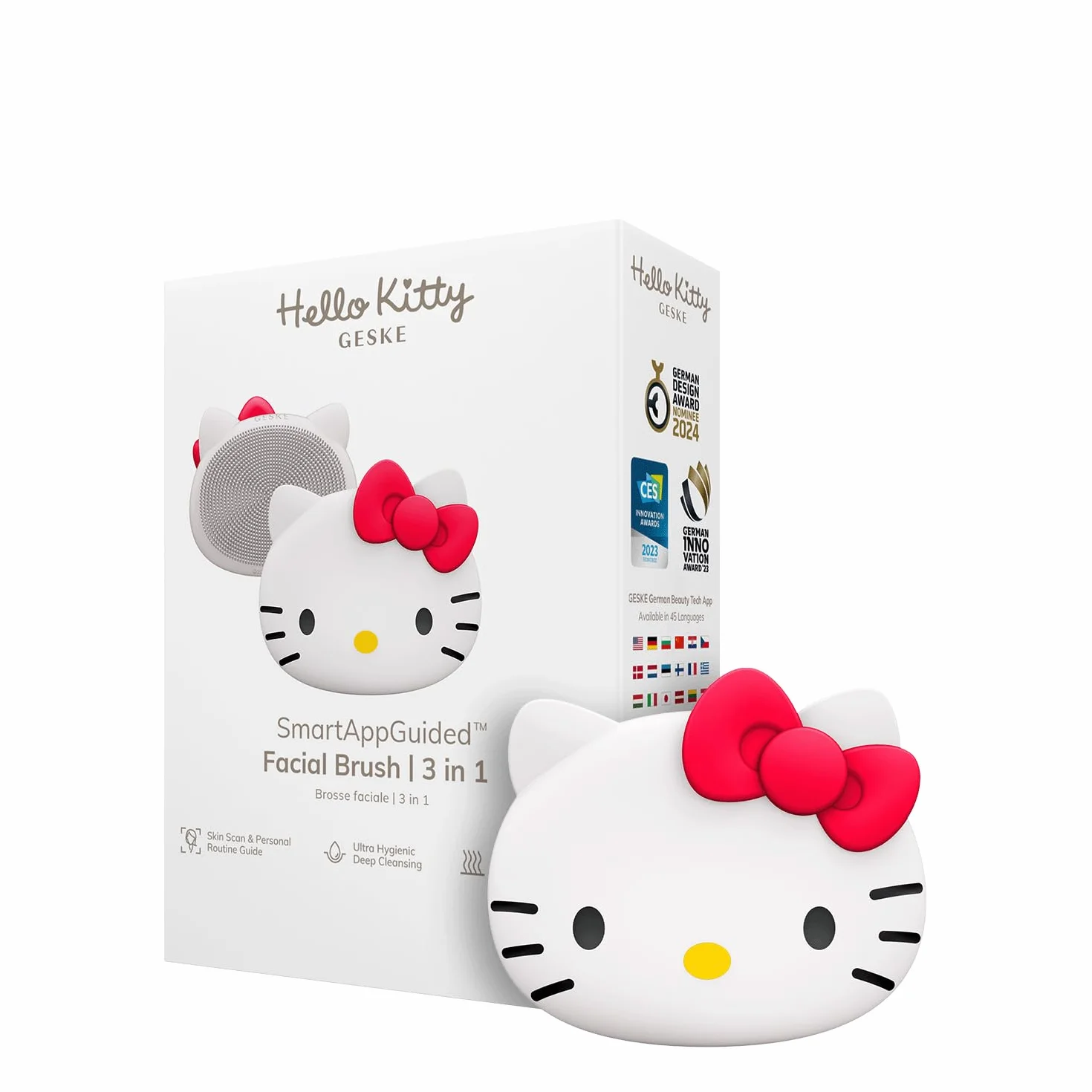 GESKE x Hello Kitty | Szczoteczka do twarzy SmartAppGuided™ | 3 w 1 | Szczoteczka do twarzy | szczotka do czyszczenia | Silikonowa szczoteczka do twarzy | oczyszczanie skóry | pielęgnacja skóry