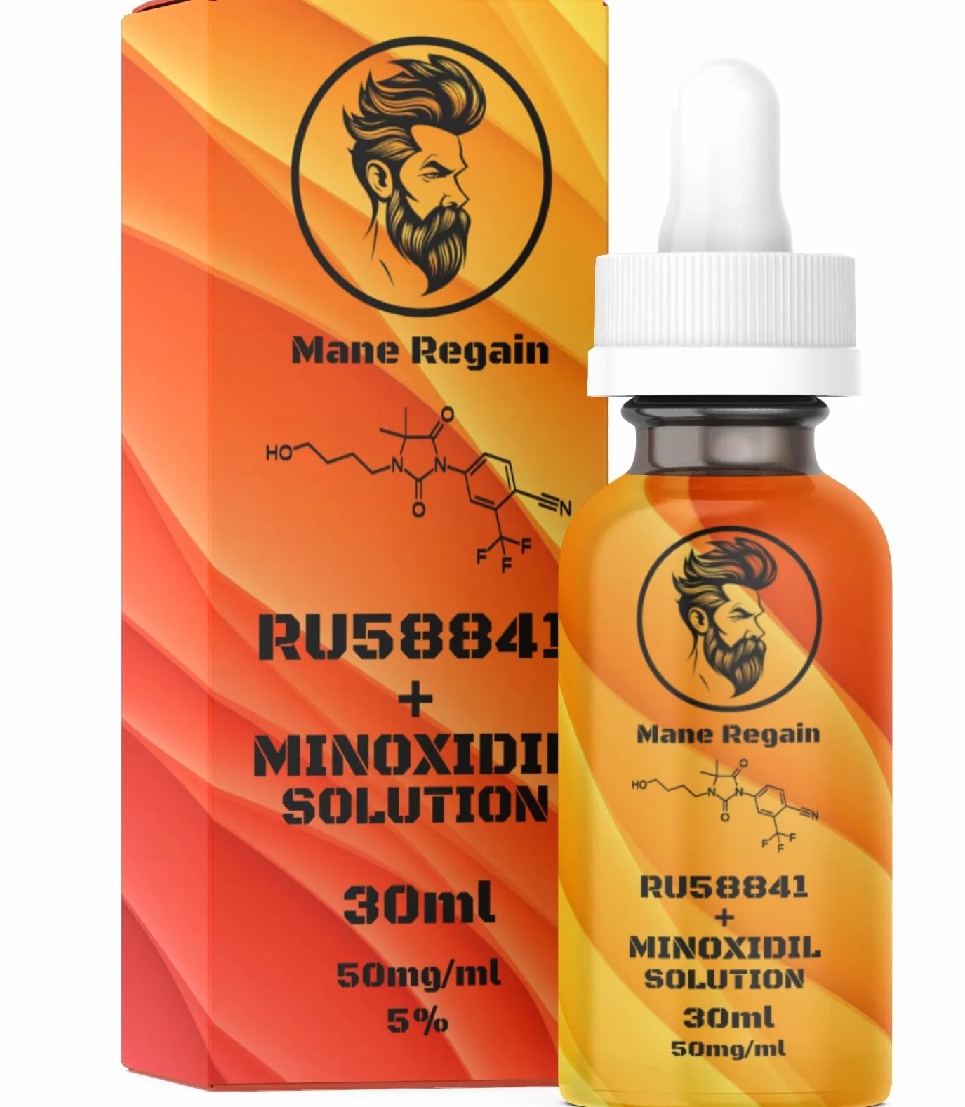 RU58841 i Minoxidil 5% roztwór (50 mg/ml) - DHT Bloker - Zaawansowane leczenie przeciw wypadaniu włosów - Antyandrogenny tonik do włosów - Wspomaga odrastanie włosów i