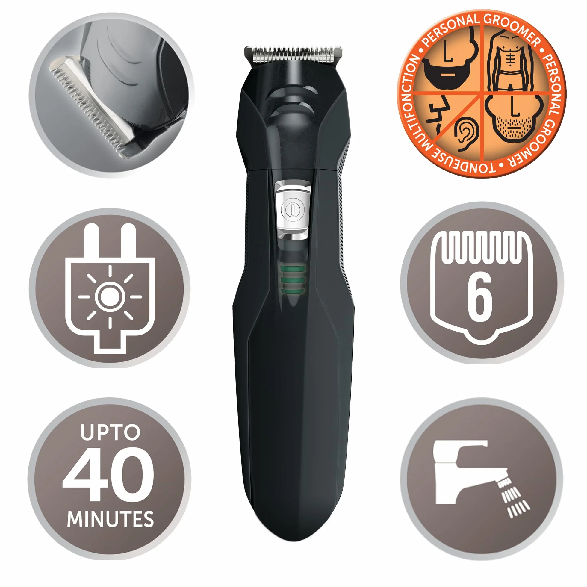 Remington Edge PG6030 trymer do brody i ciała, ostrza tytanowe, 1-20mm, 0.2mm, czarny