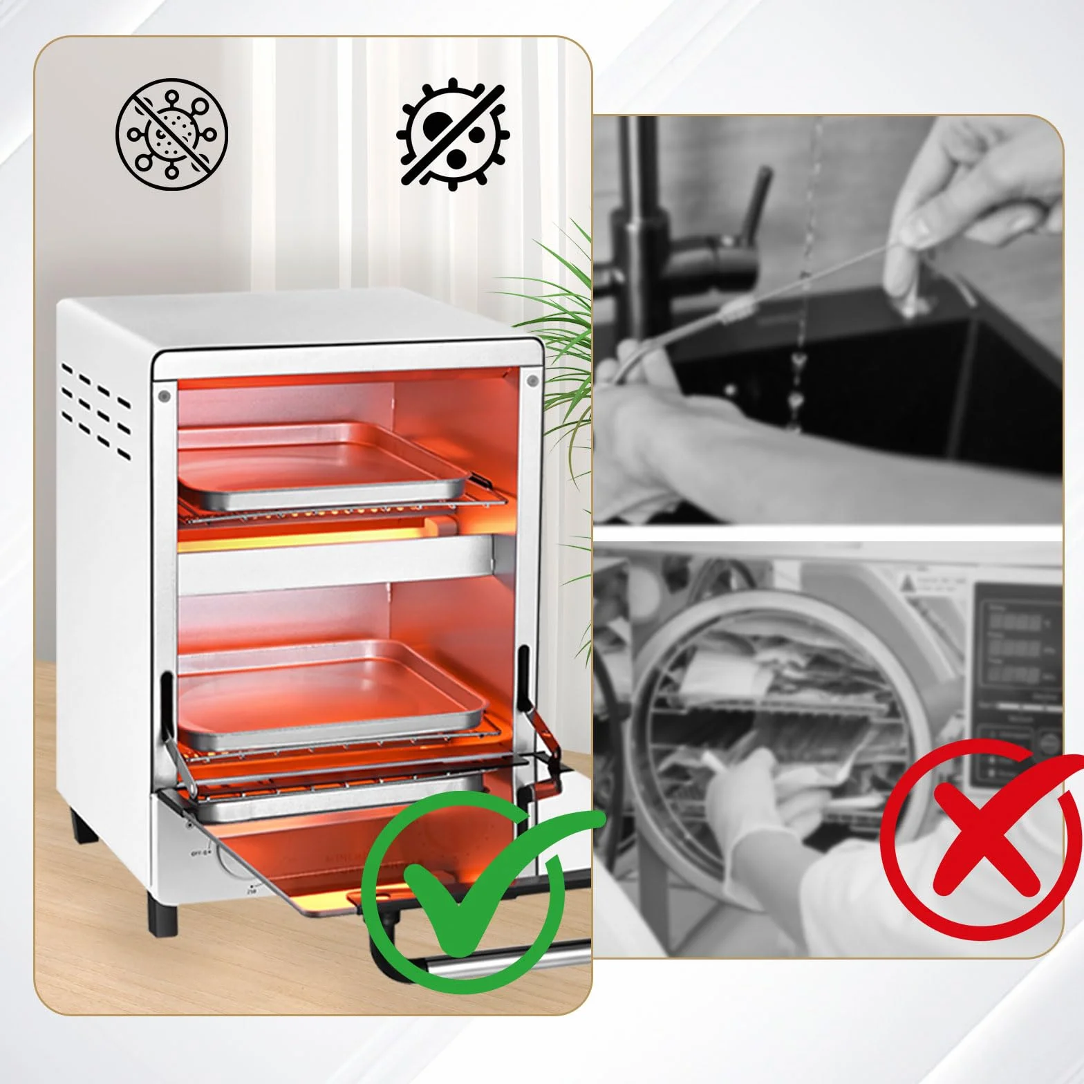 Autoklaw sterylizator o dużej pojemności 12 l, 1000 W, podwójny suchowy podgrzewacz na podczerwień, timer 30 min i regulacja 250°, sterylizator do narzędzi do paznokci, idealny do medycyny