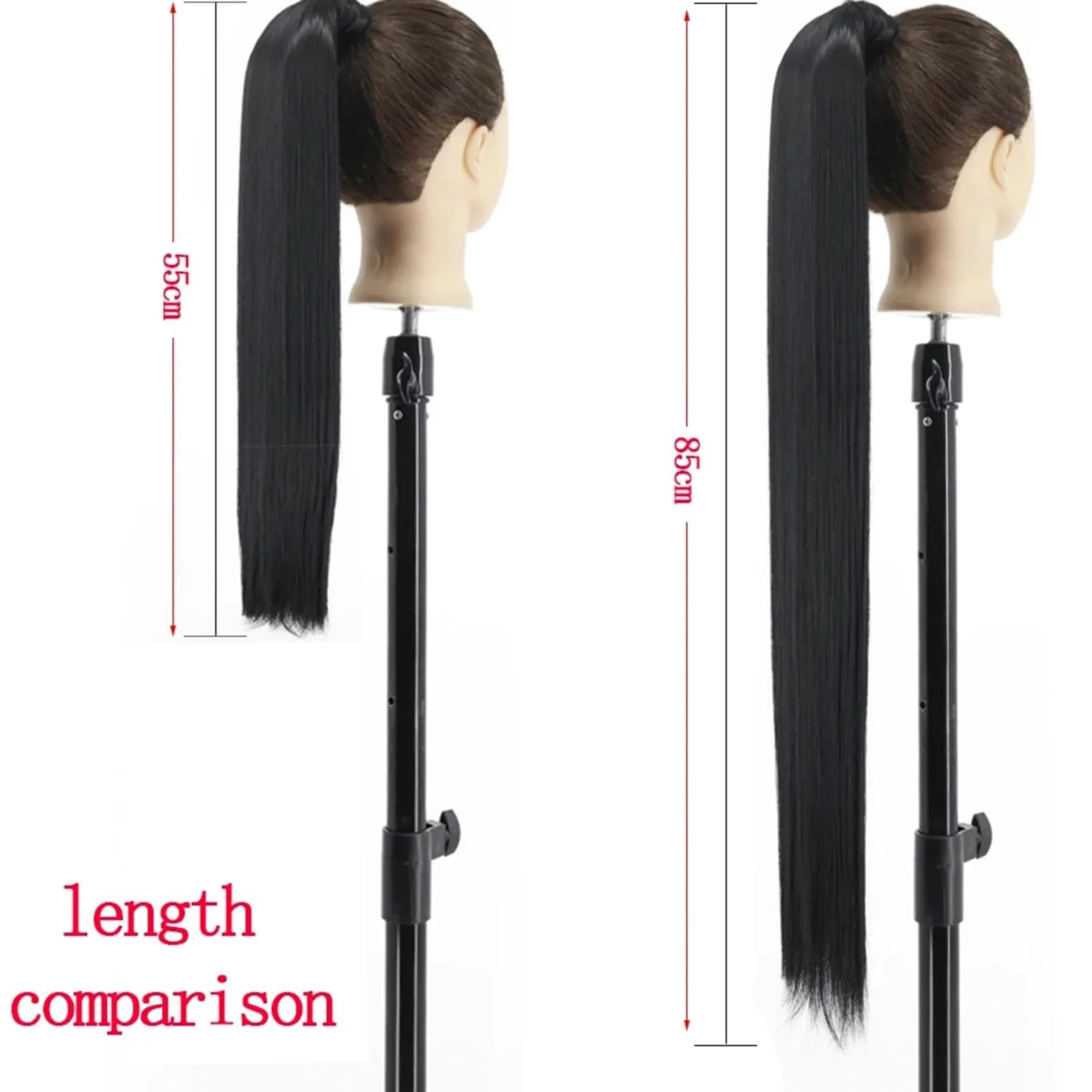 Peruka 22''34'' Long Straight Ponytail Wrap Around Clip In Extensions Black Hairpiece Headwear(Color3,34Inches 85cm)